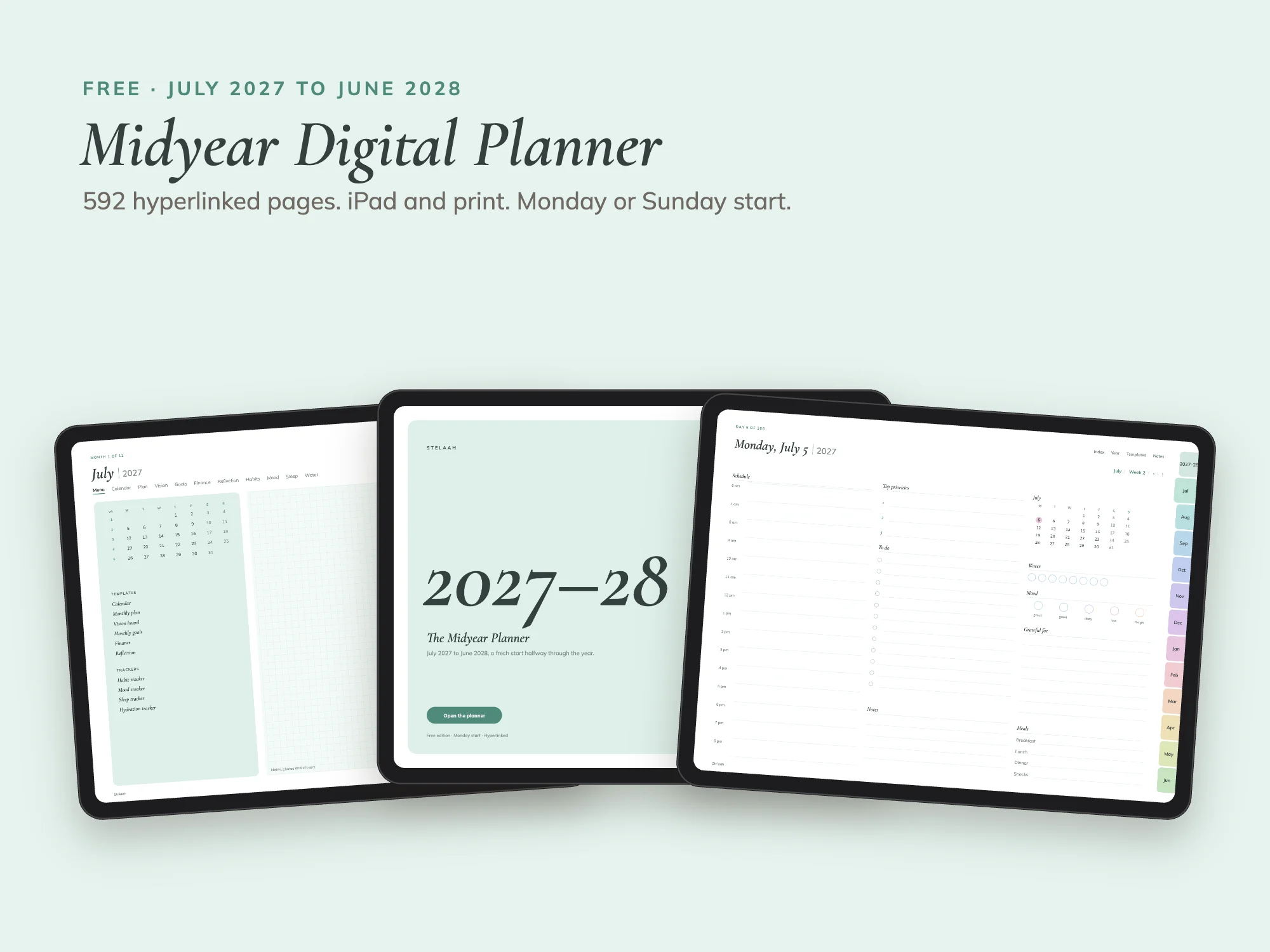 Cover of the Free Midyear July 2027 to June 2028 Digital Planner
