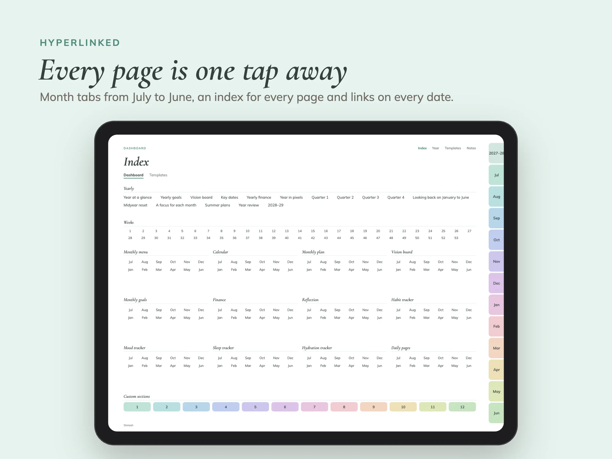 Free Midyear July 2027 to June 2028 Digital Planner: Index