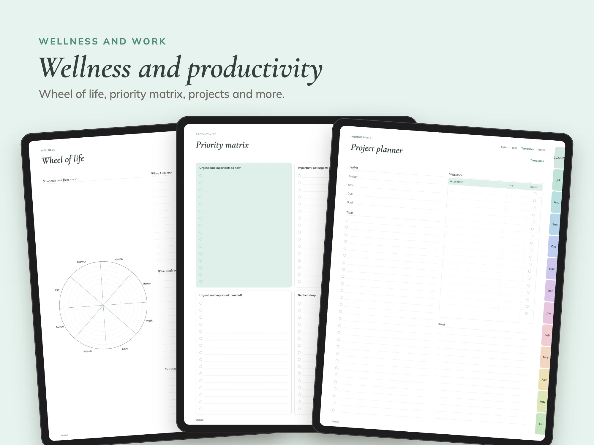 Midyear July 2027 to June 2028 Planner Premium with 80 Templates: Wellness and work