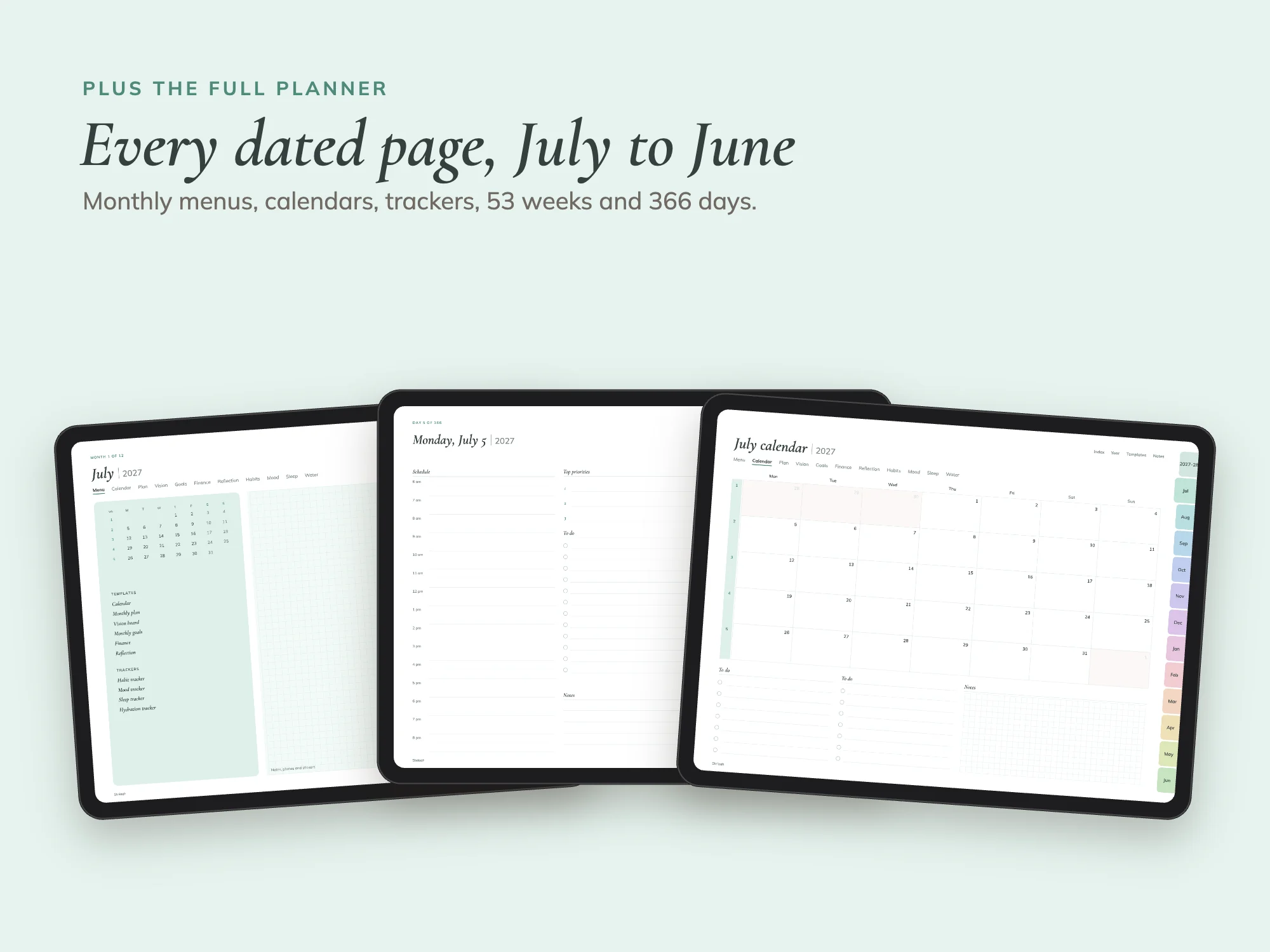 Midyear July 2027 to June 2028 Planner Premium with 80 Templates: The planner