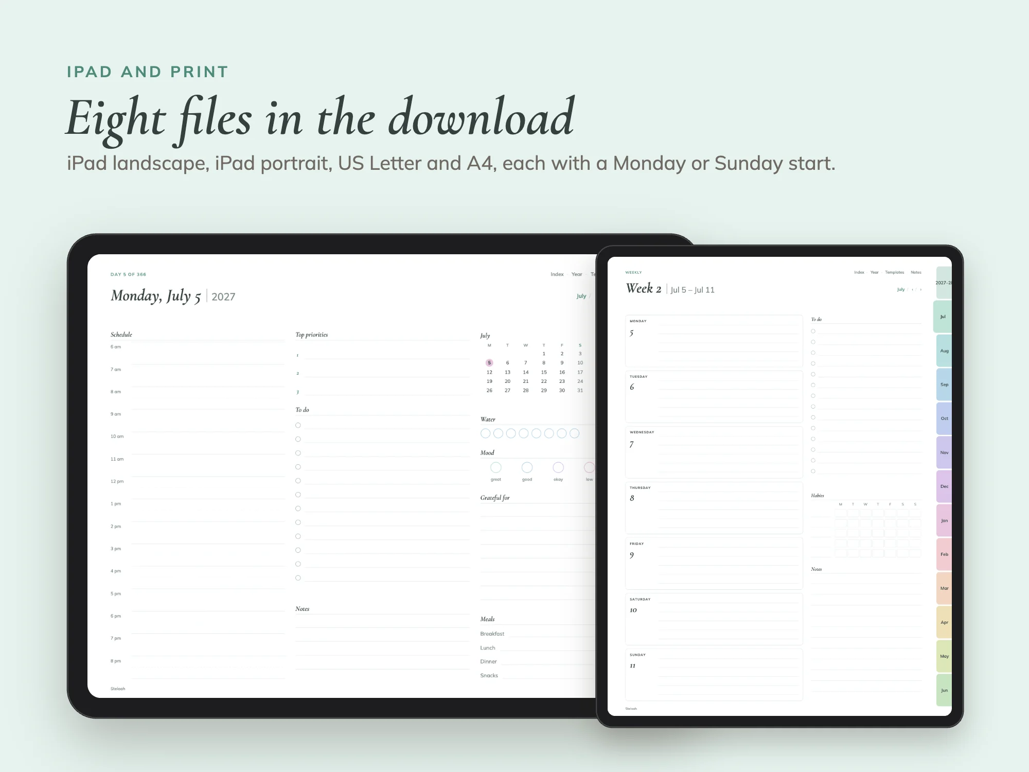 Midyear July 2027 to June 2028 Planner Premium with 80 Templates: iPad and print
