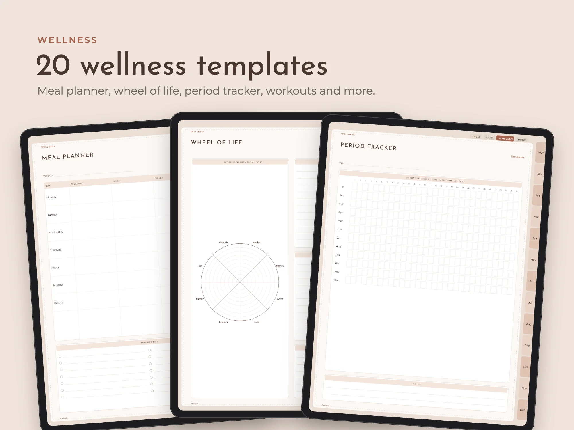 Free 2027 All-in-One Digital Planner with 80 Templates: Wellness