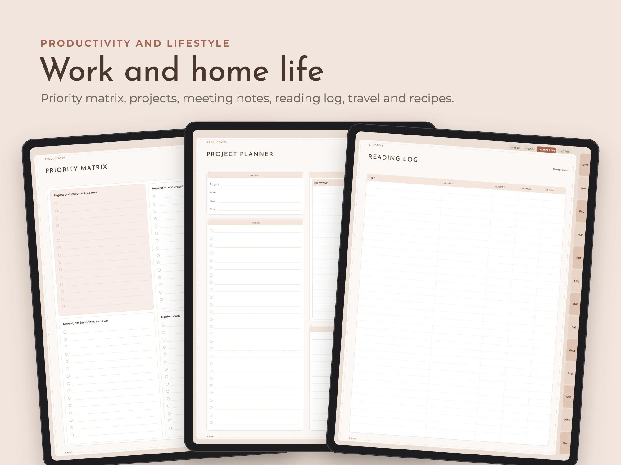 Free 2027 All-in-One Digital Planner with 80 Templates: Work and home