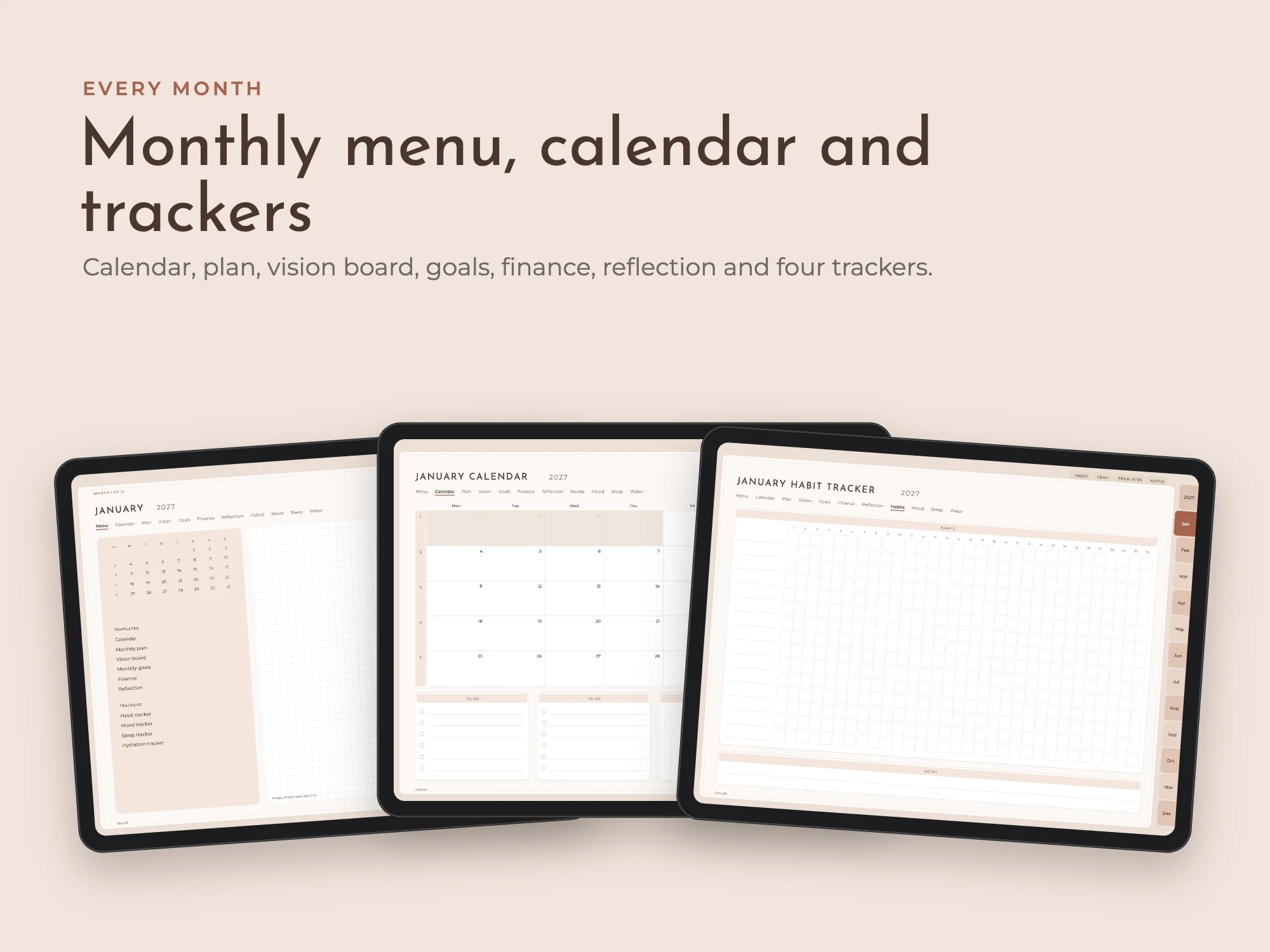 Free 2027 All-in-One Digital Planner with 80 Templates: Every month