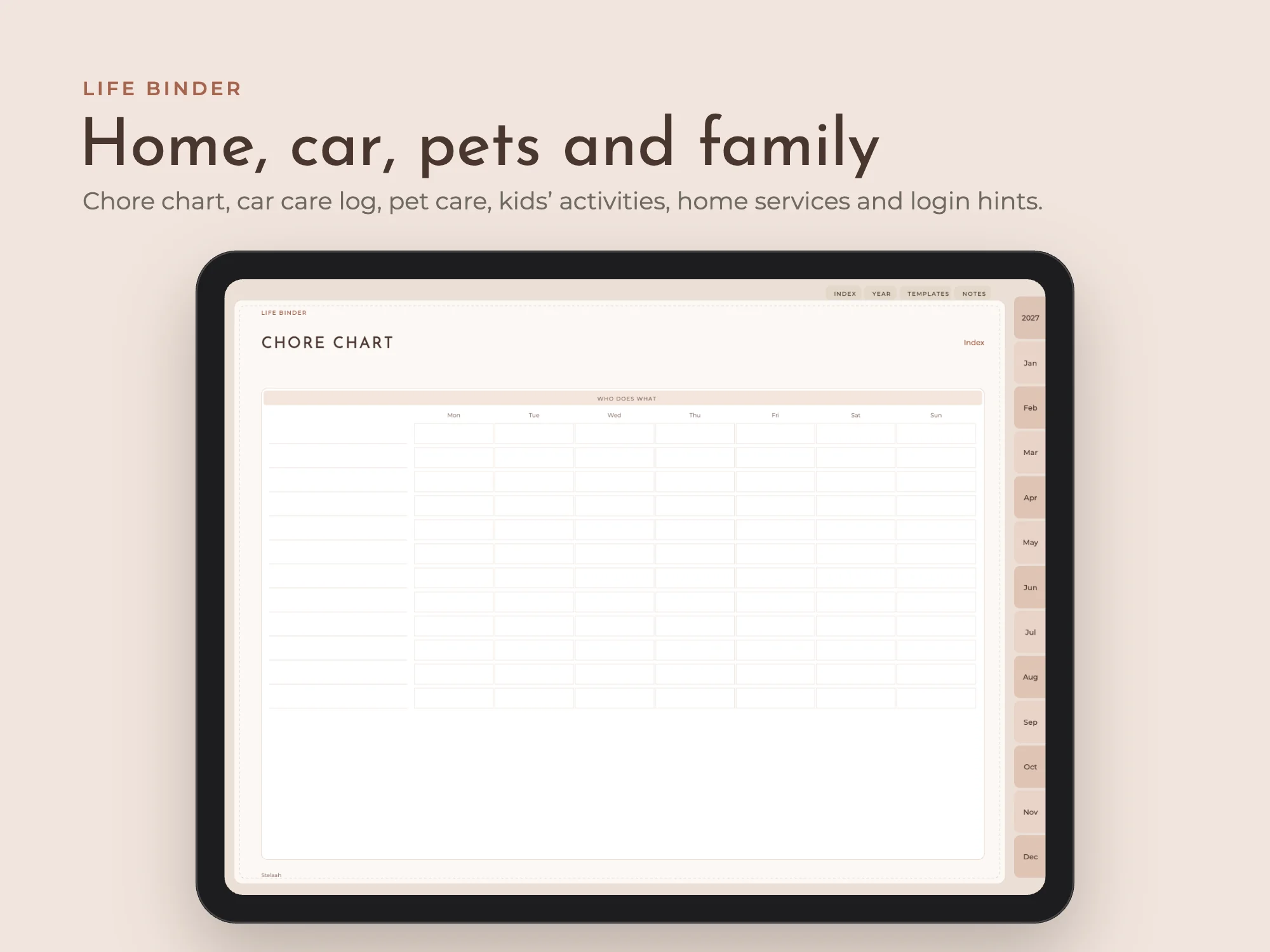 2027 All-in-One Planner Premium with Life Binder: Home and family