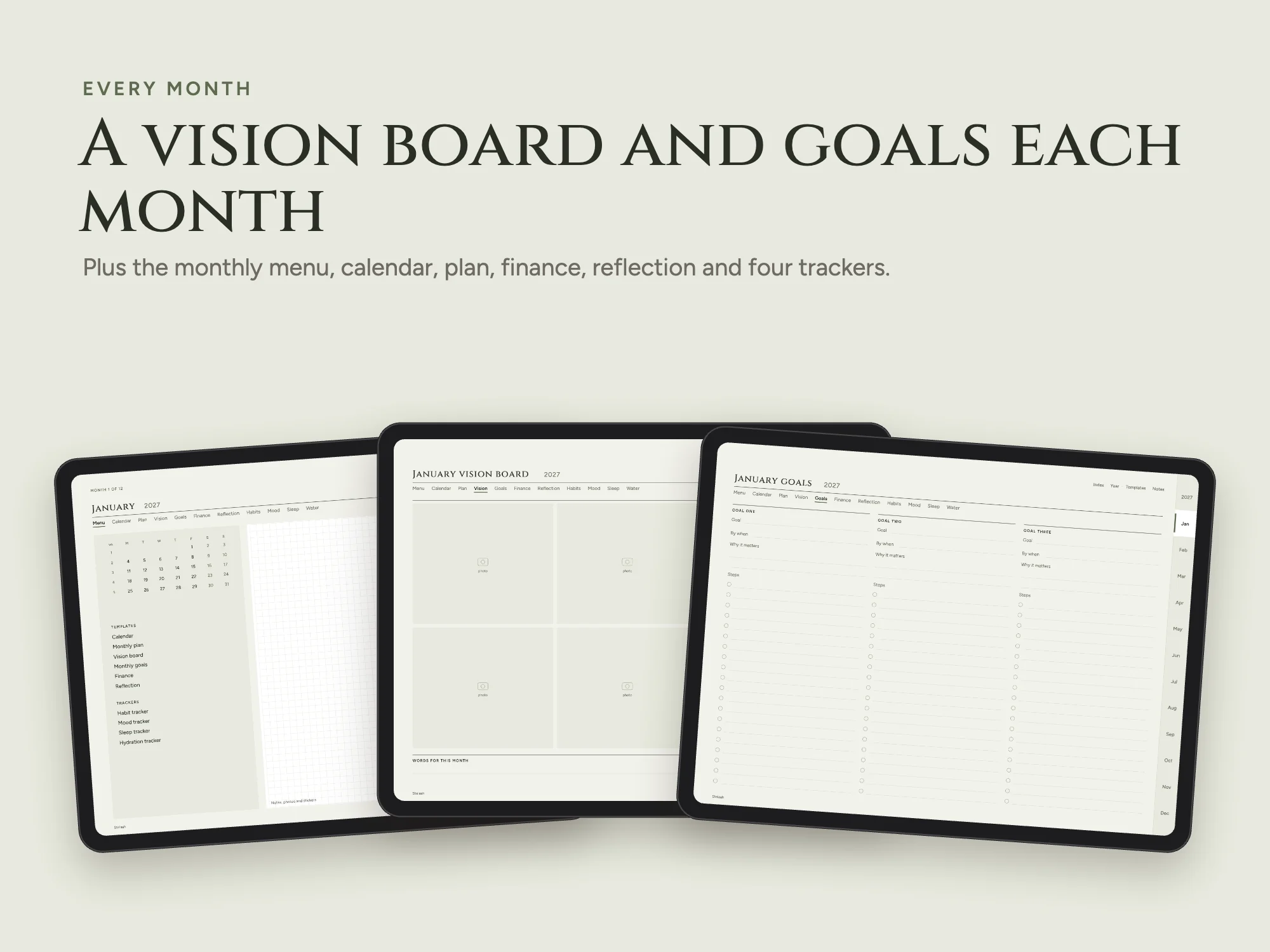 Free 2027 Vision Board and Goals Planner: Every month