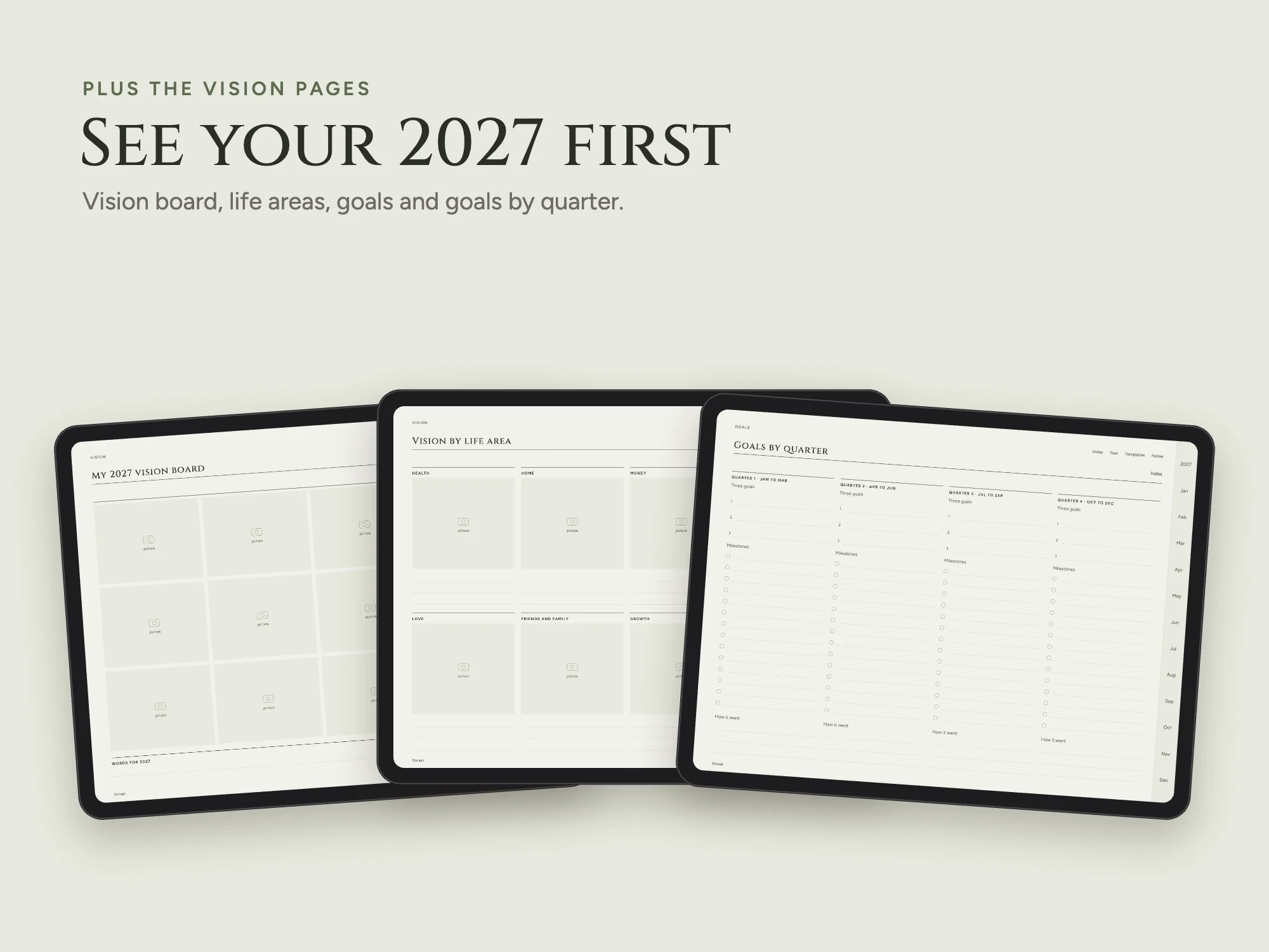 2027 Vision Board and Goals Planner Premium with 80 Templates: Vision pages