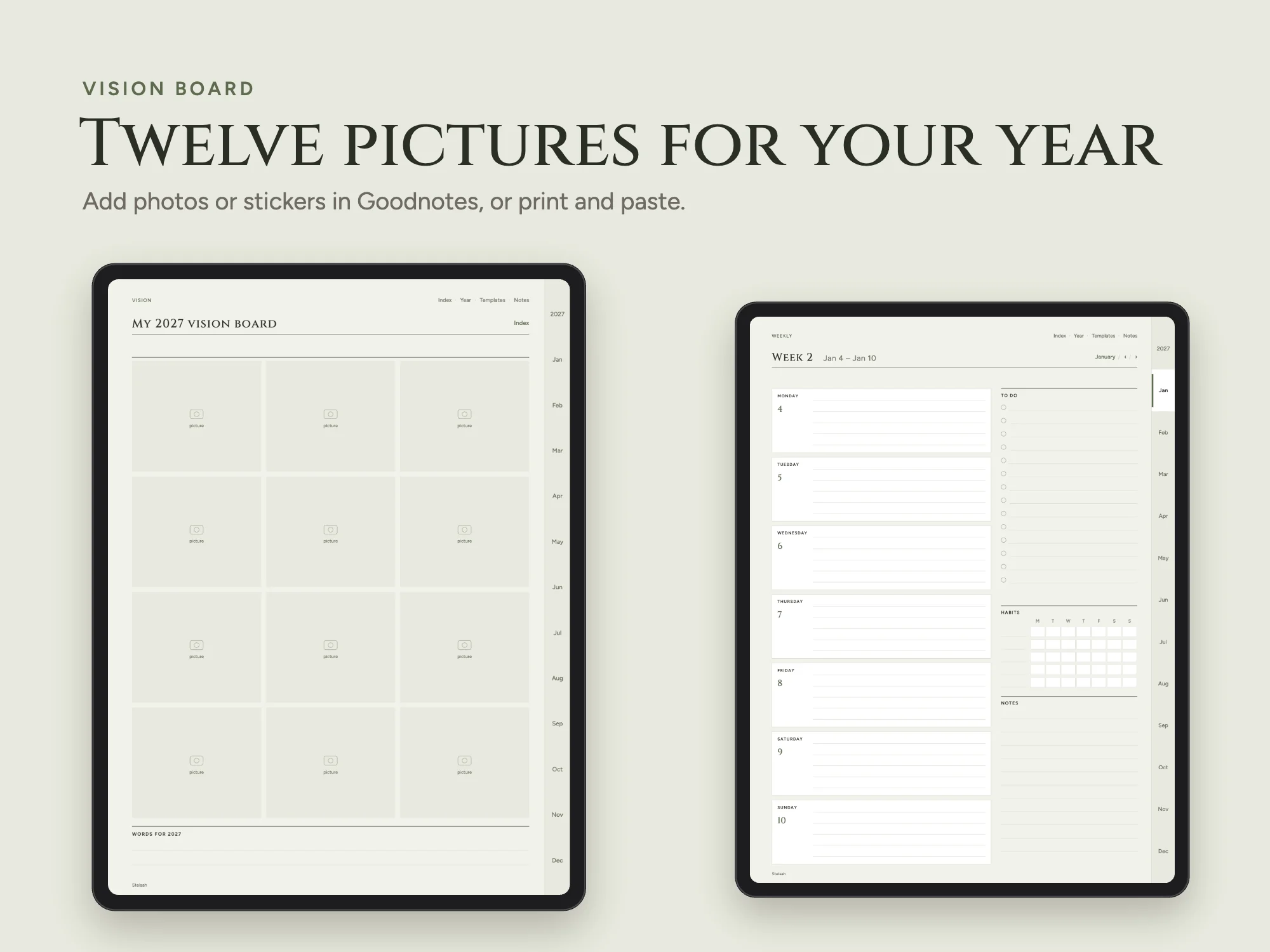 2027 Vision Board and Goals Planner Premium with 80 Templates: Vision board