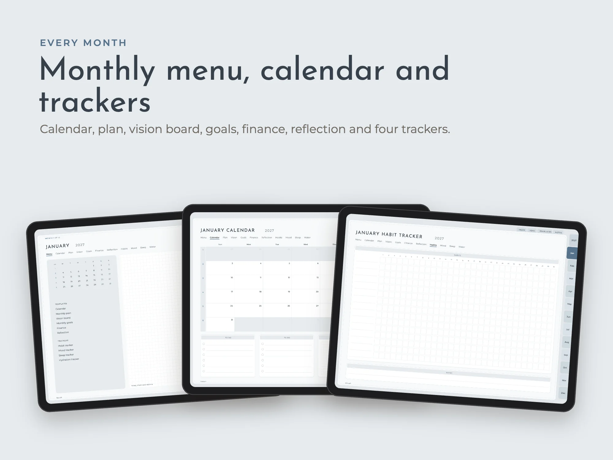 Free 2027 Weekly Digital Planner, Monday and Sunday Start: Every month