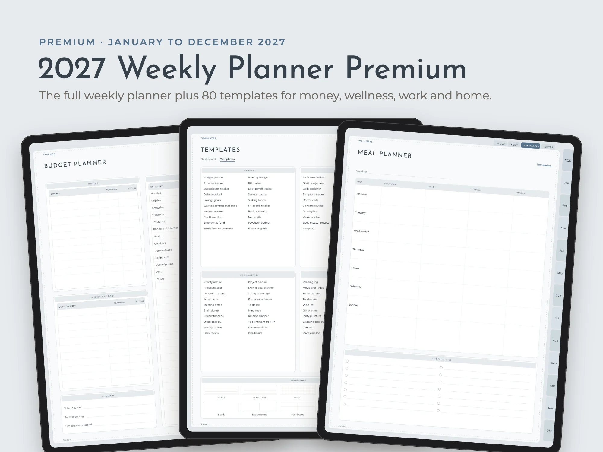 Cover of the 2027 Weekly Planner Premium with 80 Templates