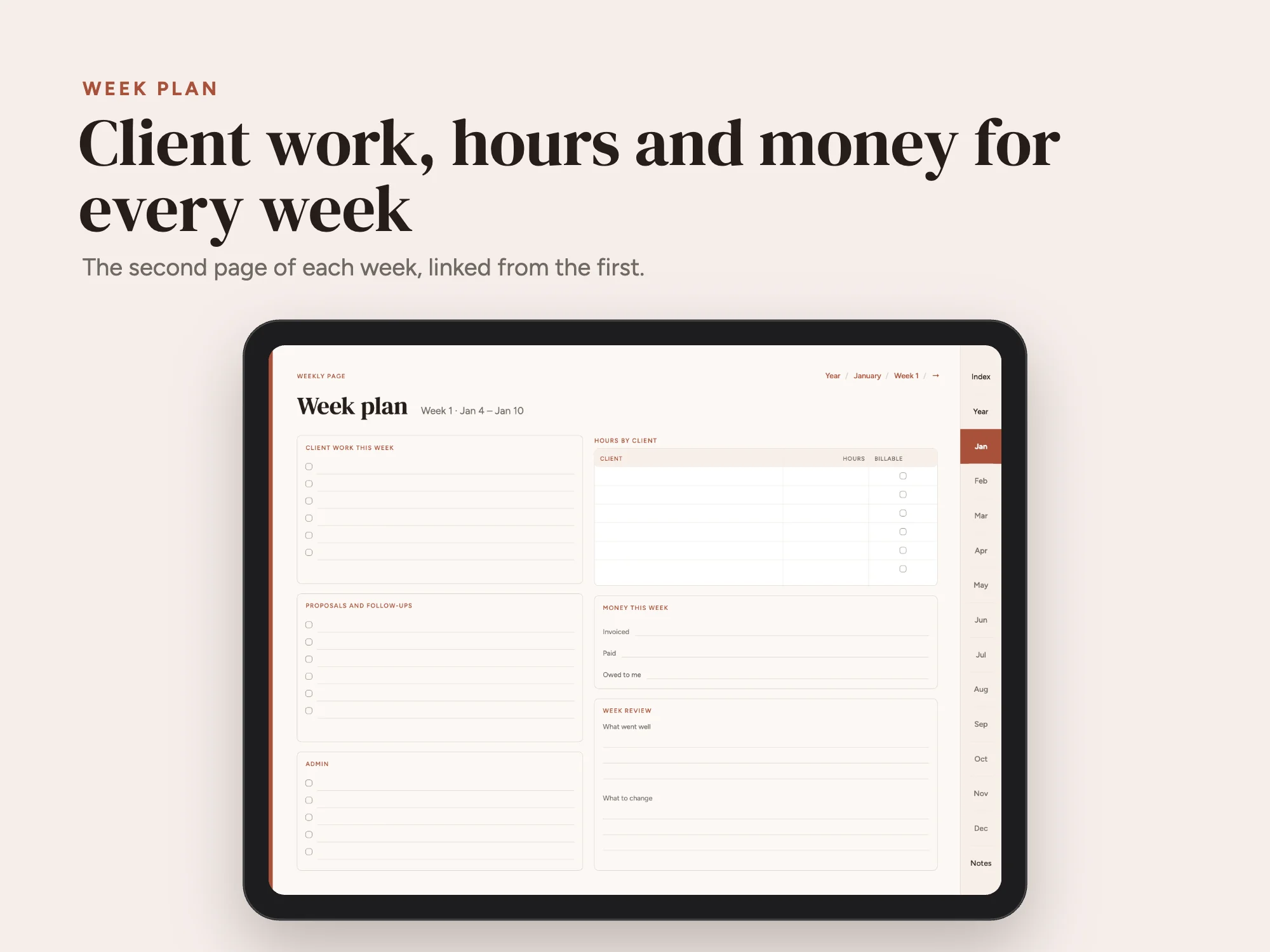 Free 2027 Freelancer Planner: Week plan