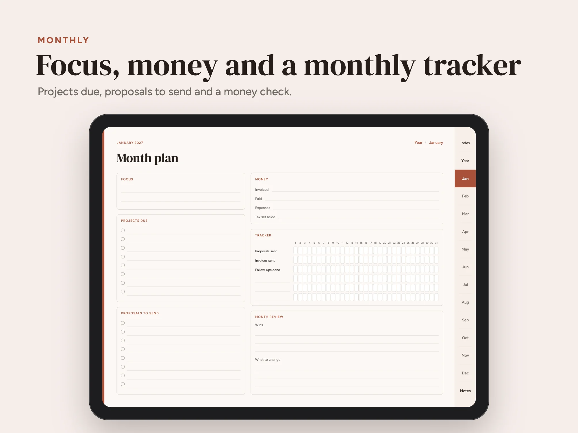 Free 2027 Freelancer Planner: Monthly