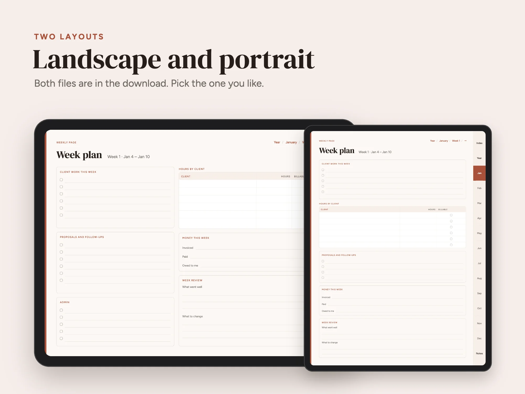 Free 2027 Freelancer Planner: Two layouts