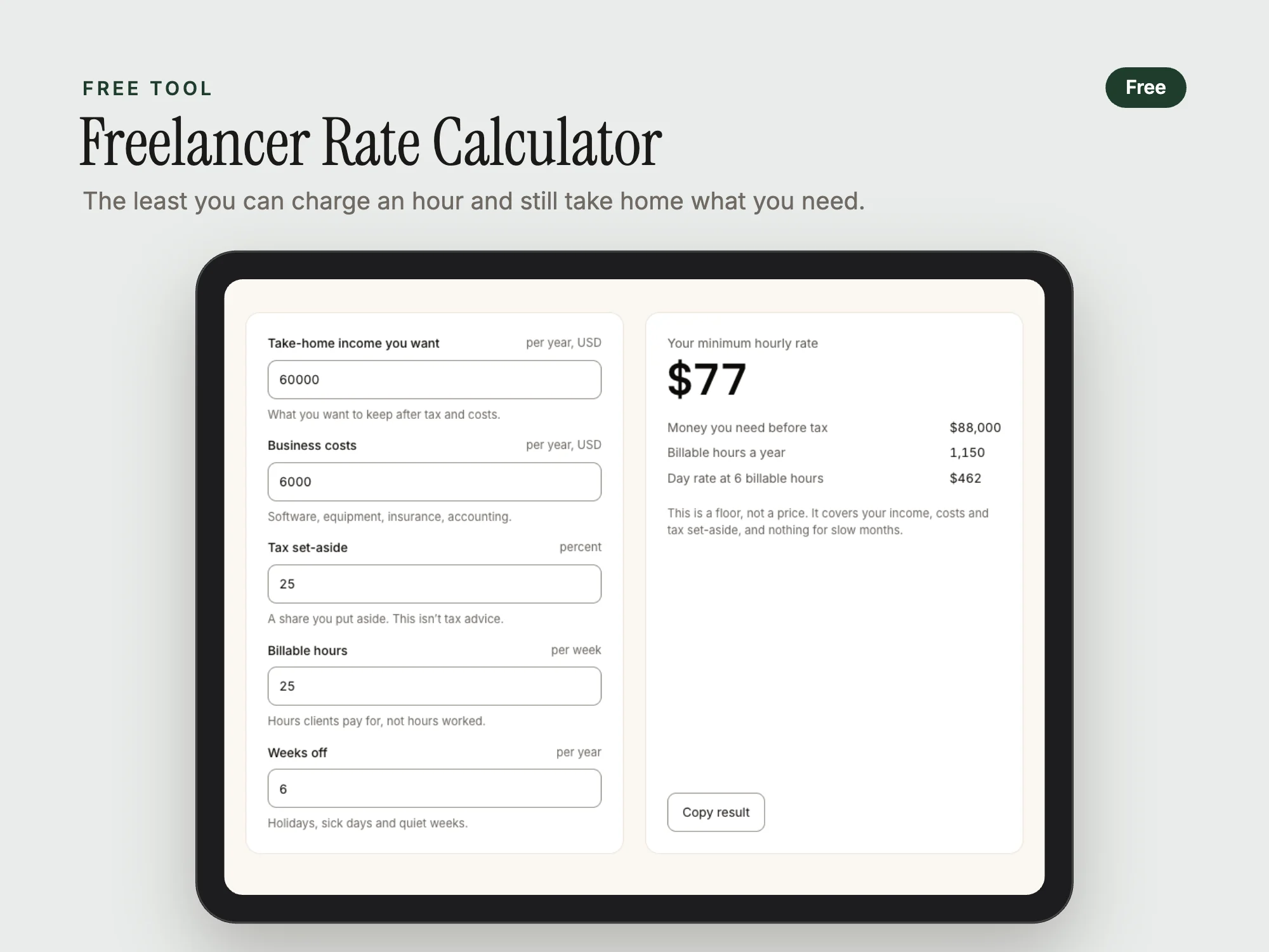 Cover of the Freelancer Rate Calculator