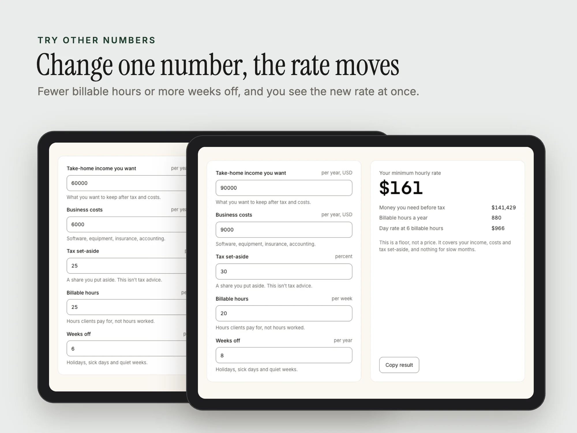 Freelancer Rate Calculator: Try other numbers