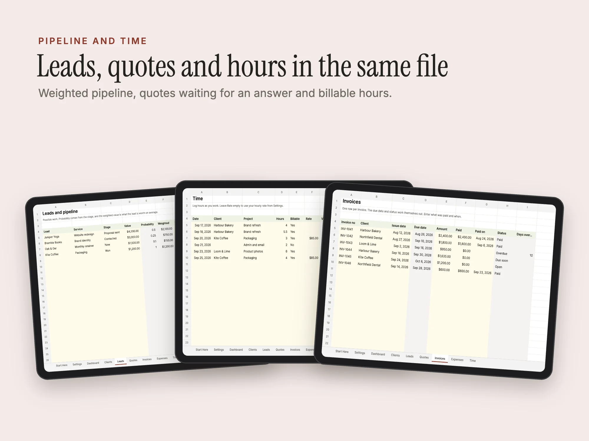 Freelancer Business System: Pipeline and time
