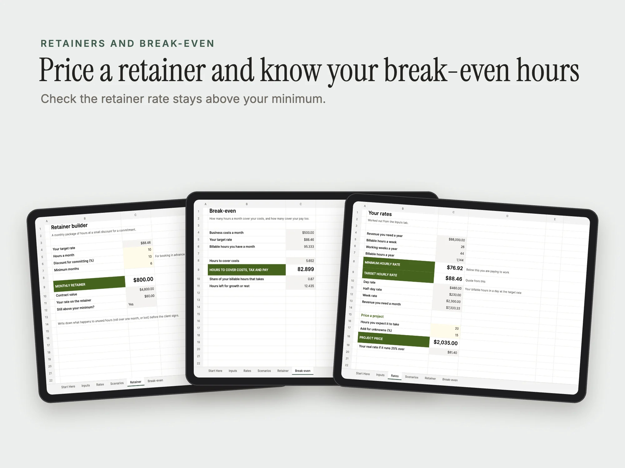 Freelance Rate Calculator Pro: Retainers and break-even