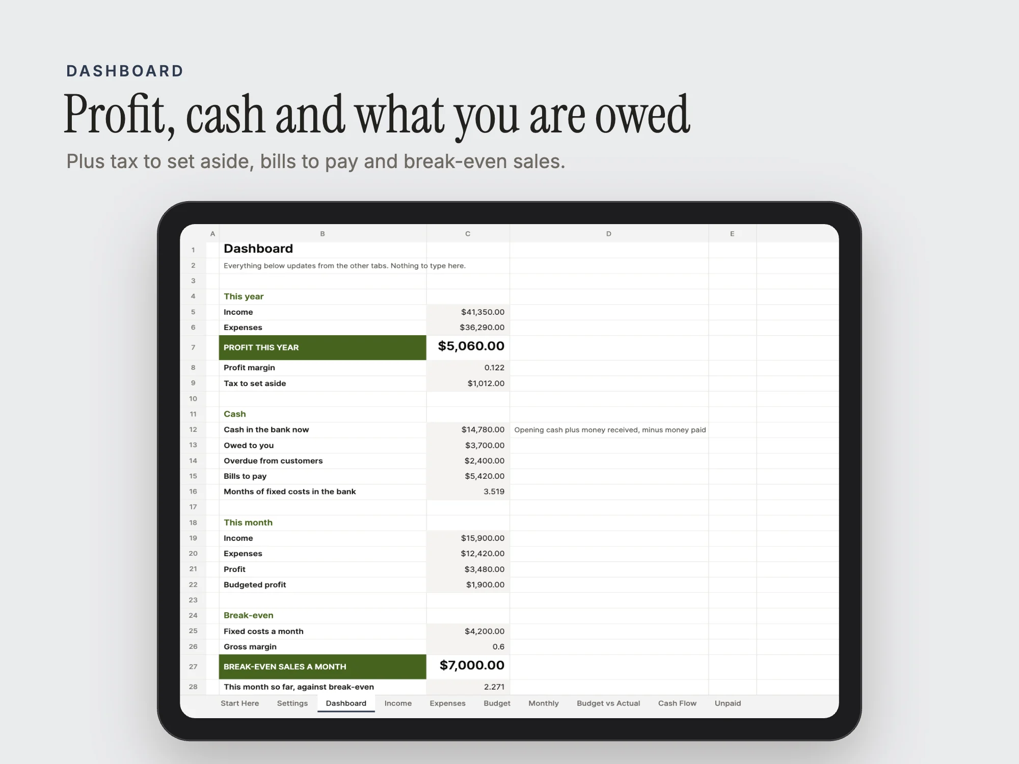 Small Business Finance Dashboard: Dashboard