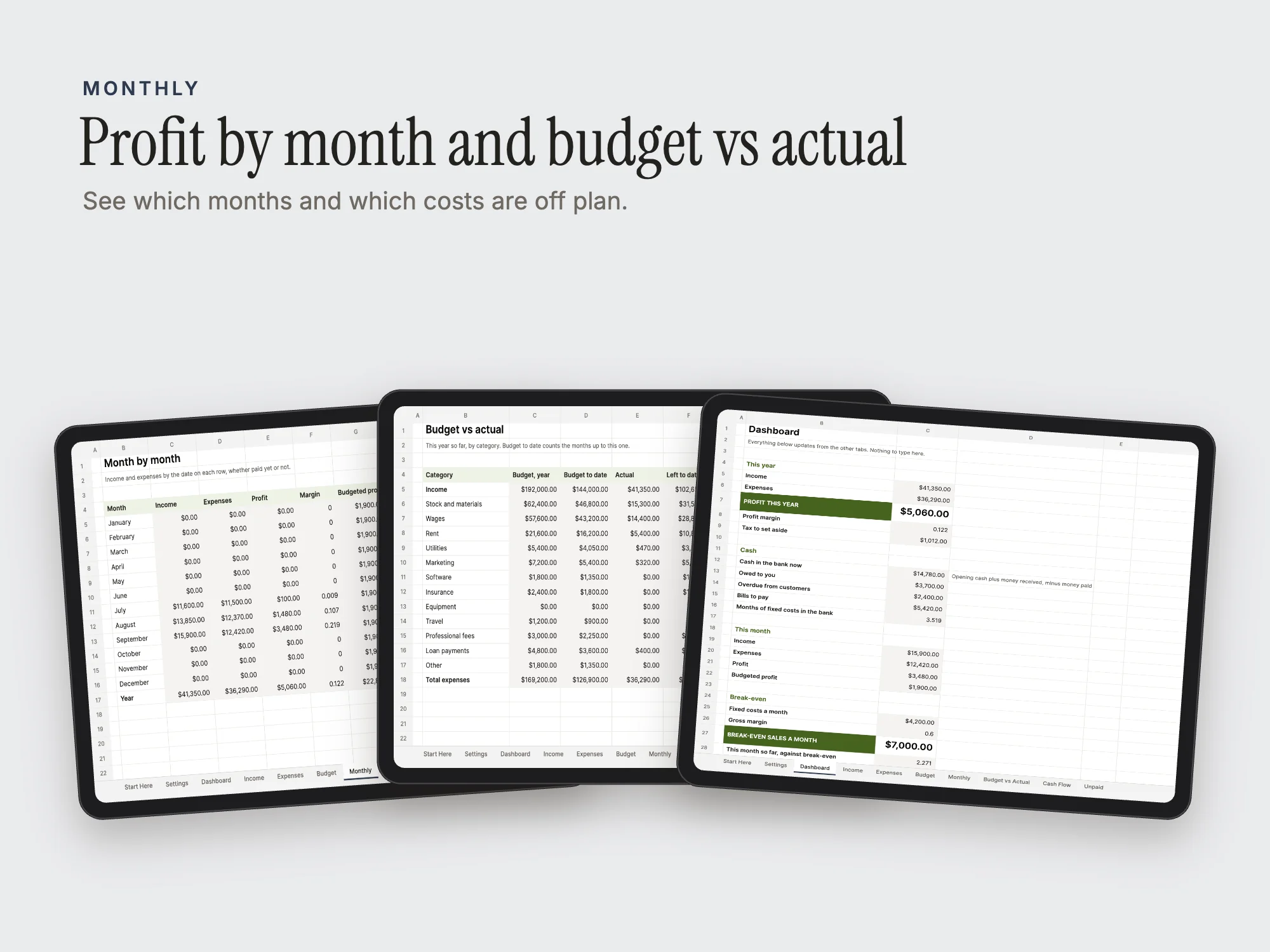 Small Business Finance Dashboard: Monthly