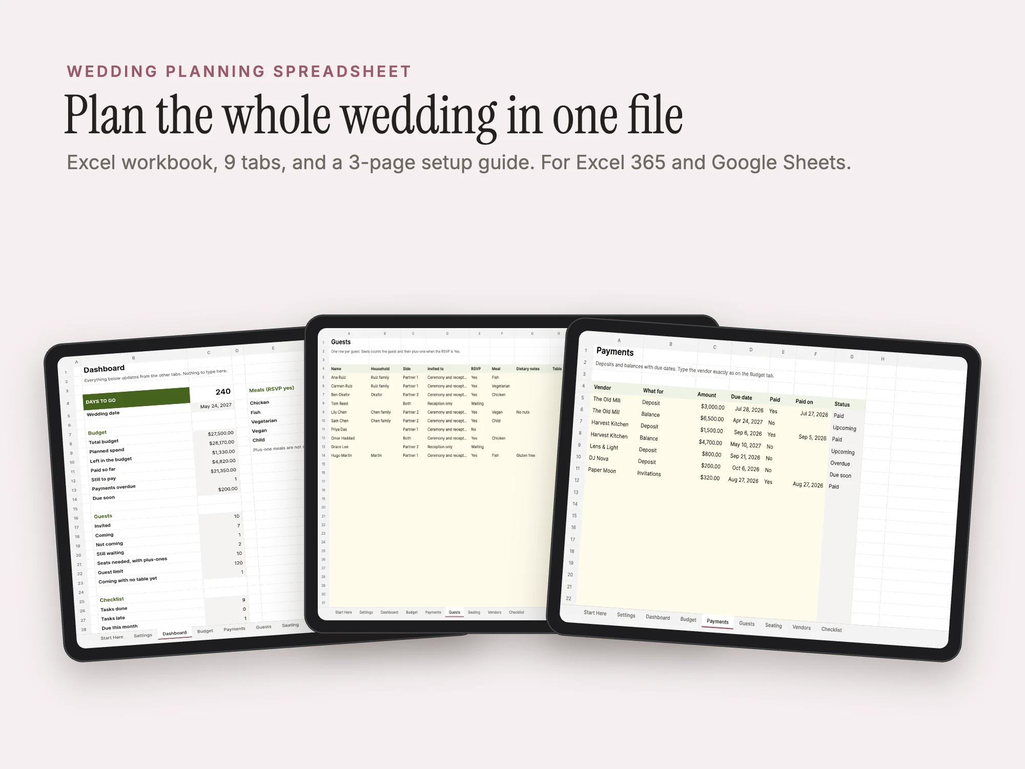 Wedding Planning Spreadsheet: Cover