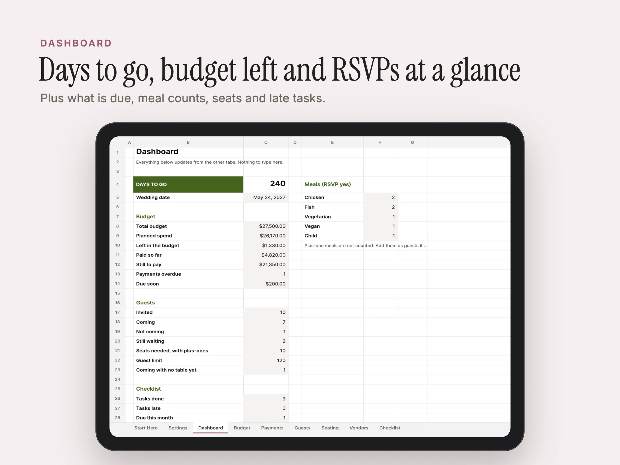 Cover of the Wedding Planning Spreadsheet