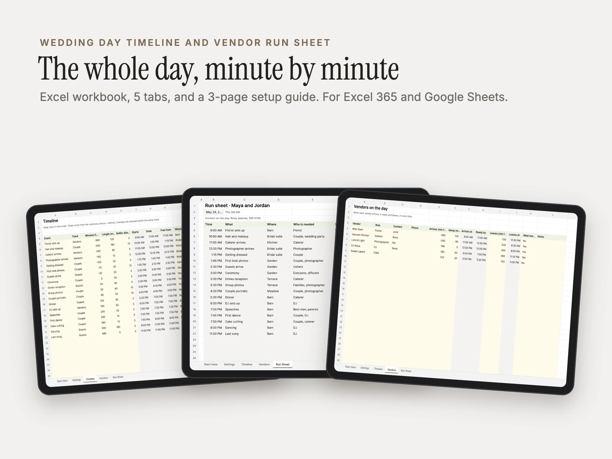 Wedding Day Timeline and Vendor Run Sheet: Cover
