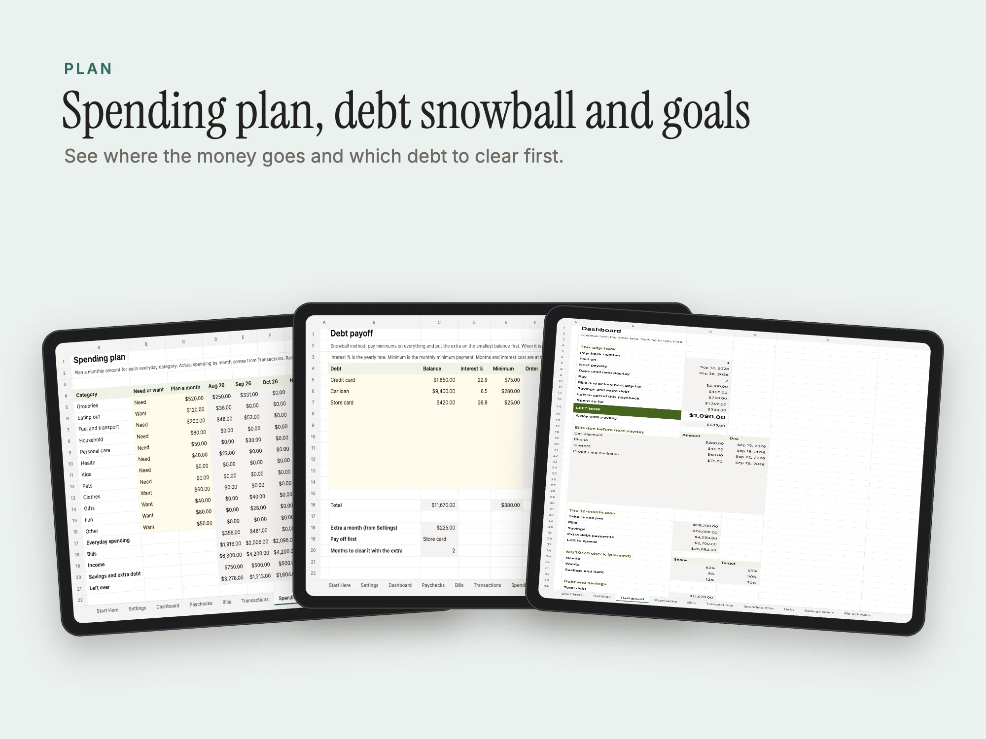 Paycheck Budget Spreadsheet: Plan