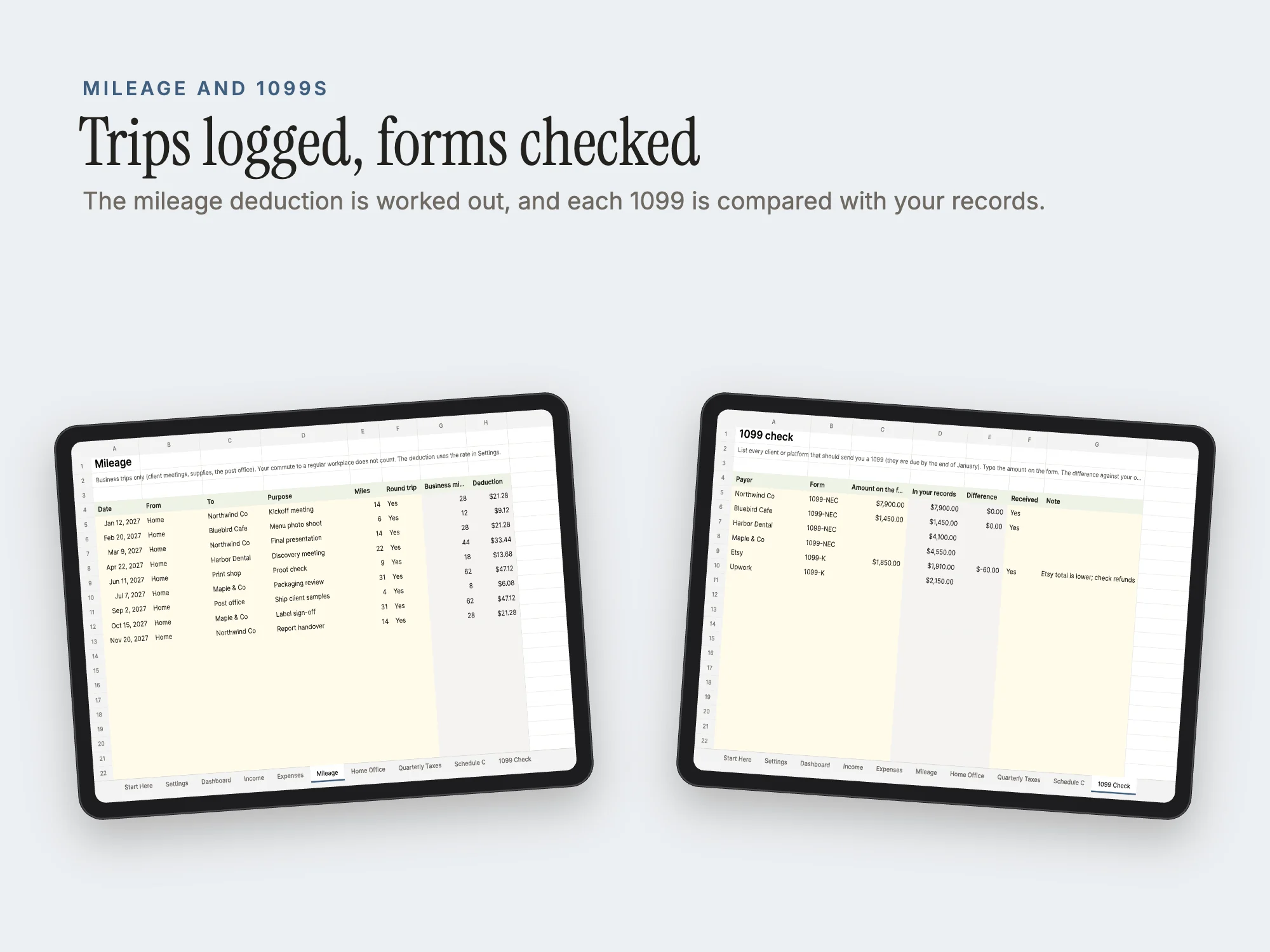 Self-Employed Tax Tracker 2027: Mileage and 1099s