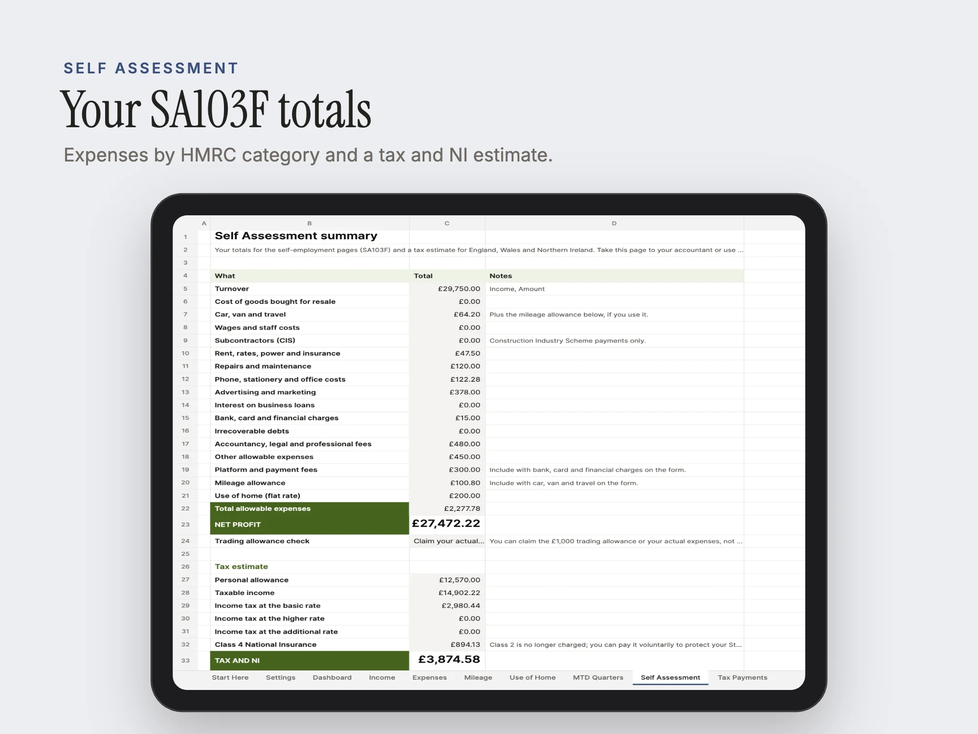 UK Sole Trader Tax Tracker 2026/27: Self Assessment