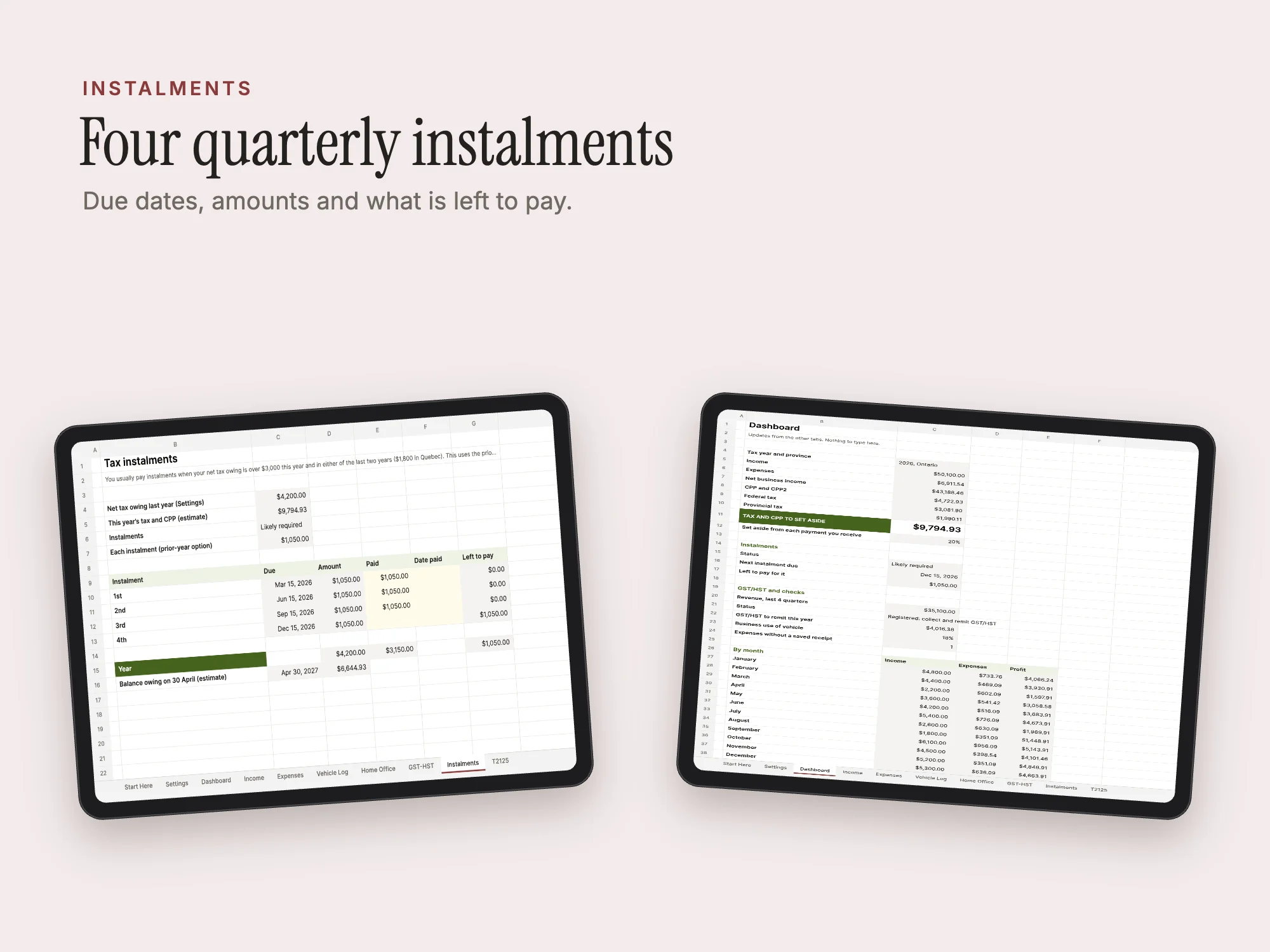 Canada Self-Employed Tax Tracker 2026: Instalments