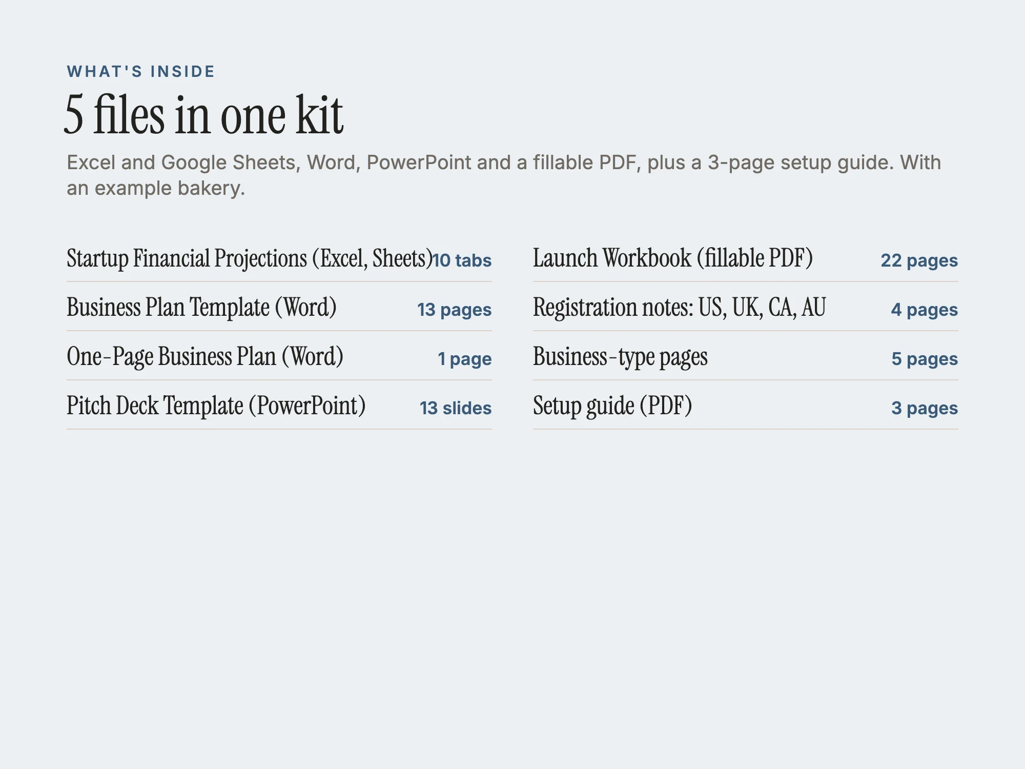 Business Plan and Startup Kit: What's inside