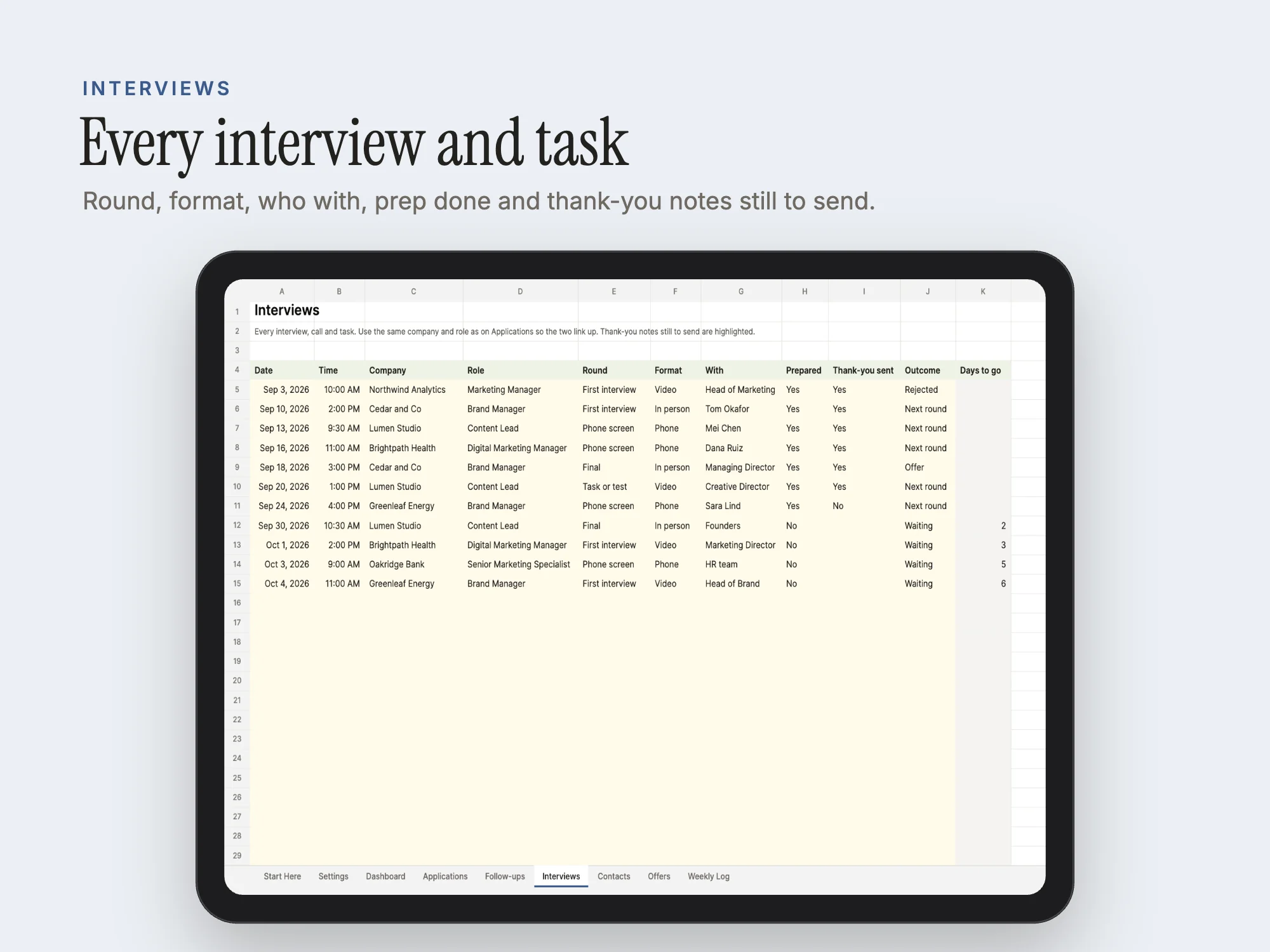 Job Application Tracker: Interviews