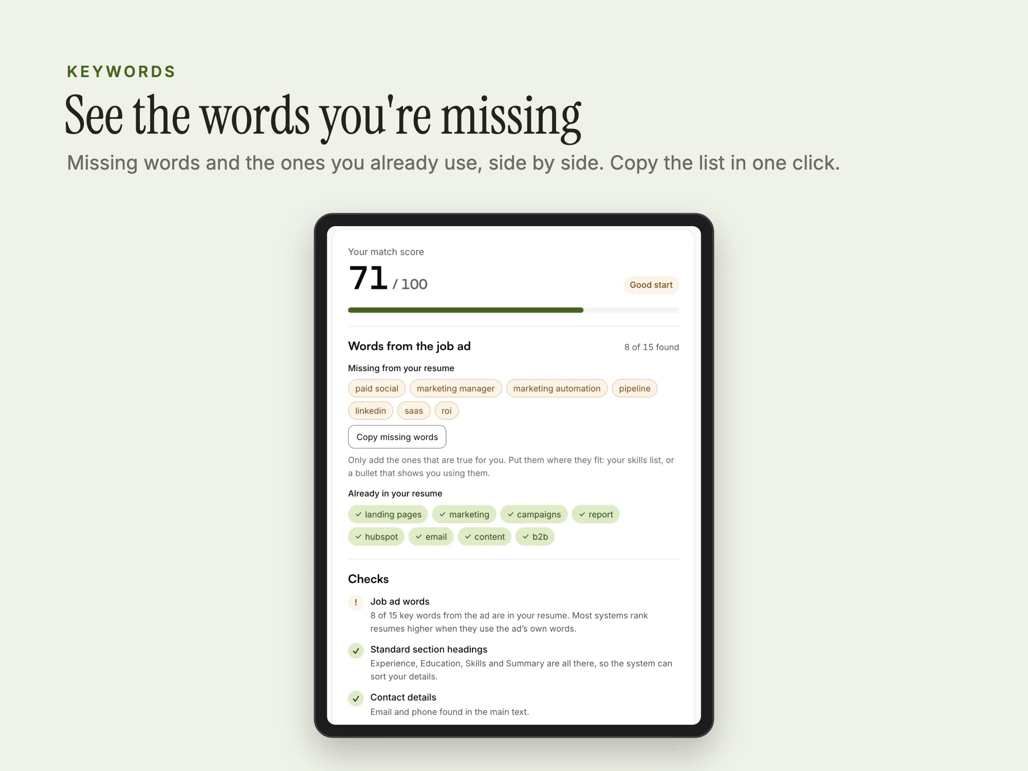 Free ATS Resume Checker: Keywords