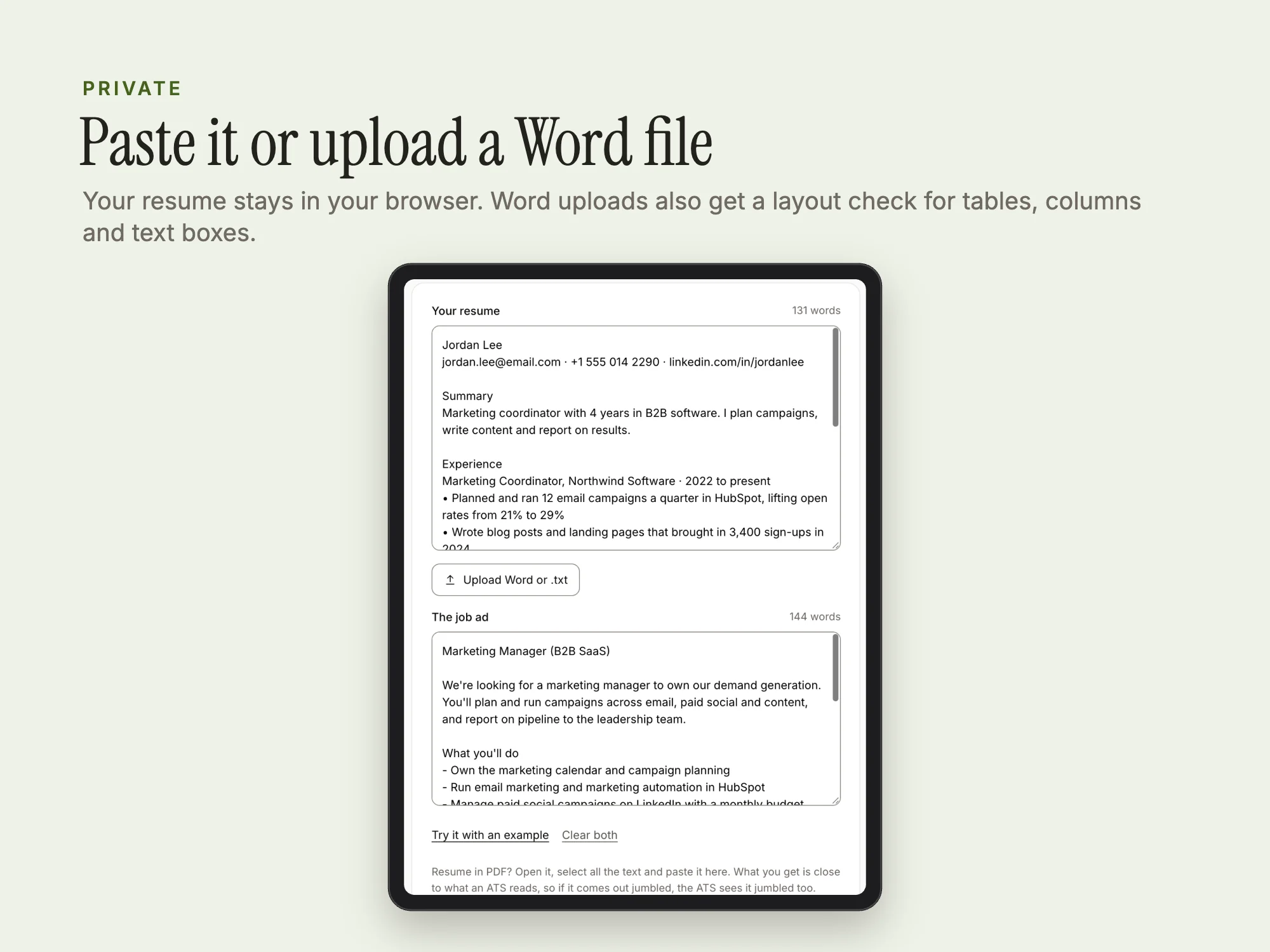 Free ATS Resume Checker: Paste or upload