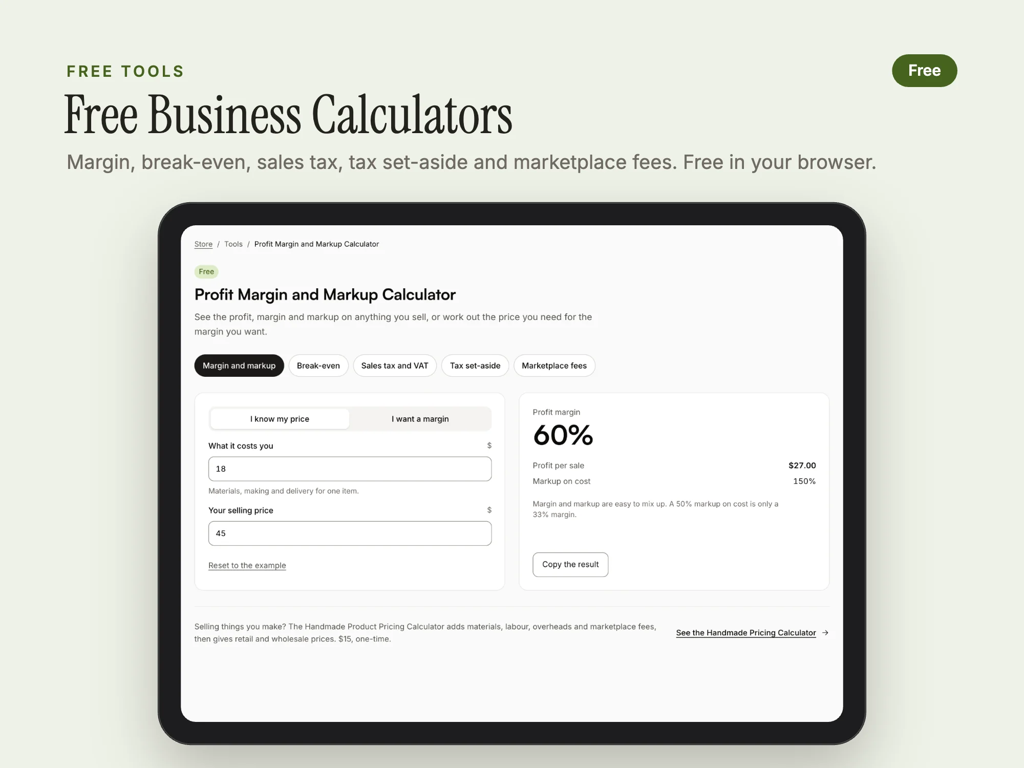 Cover of the Free Business Calculators