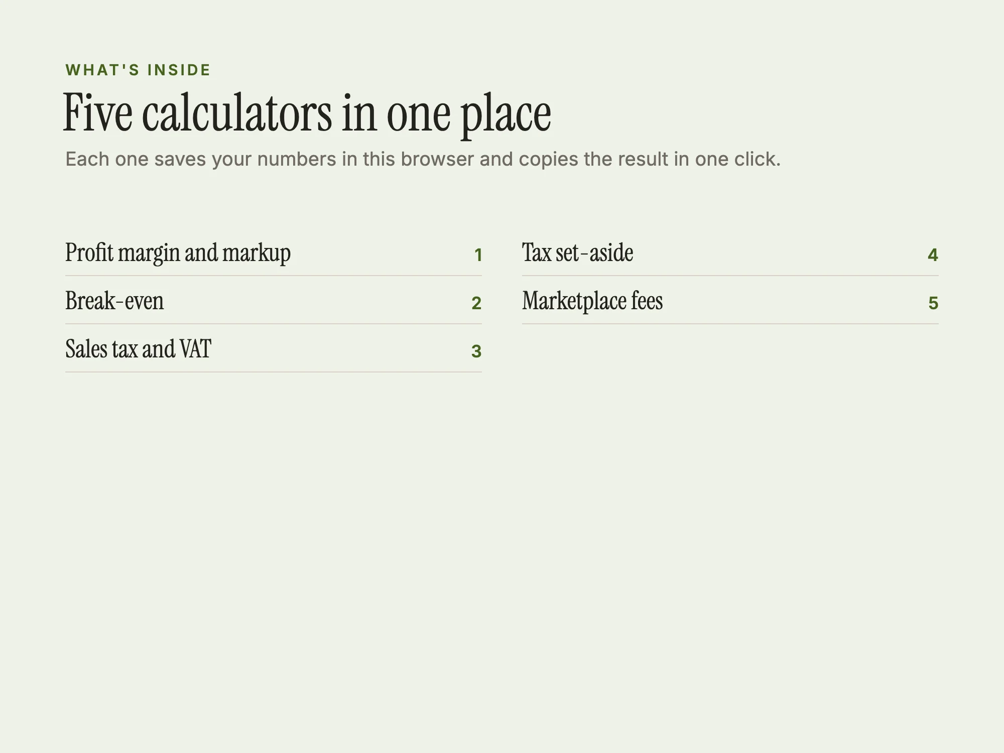 Free Business Calculators: What's inside