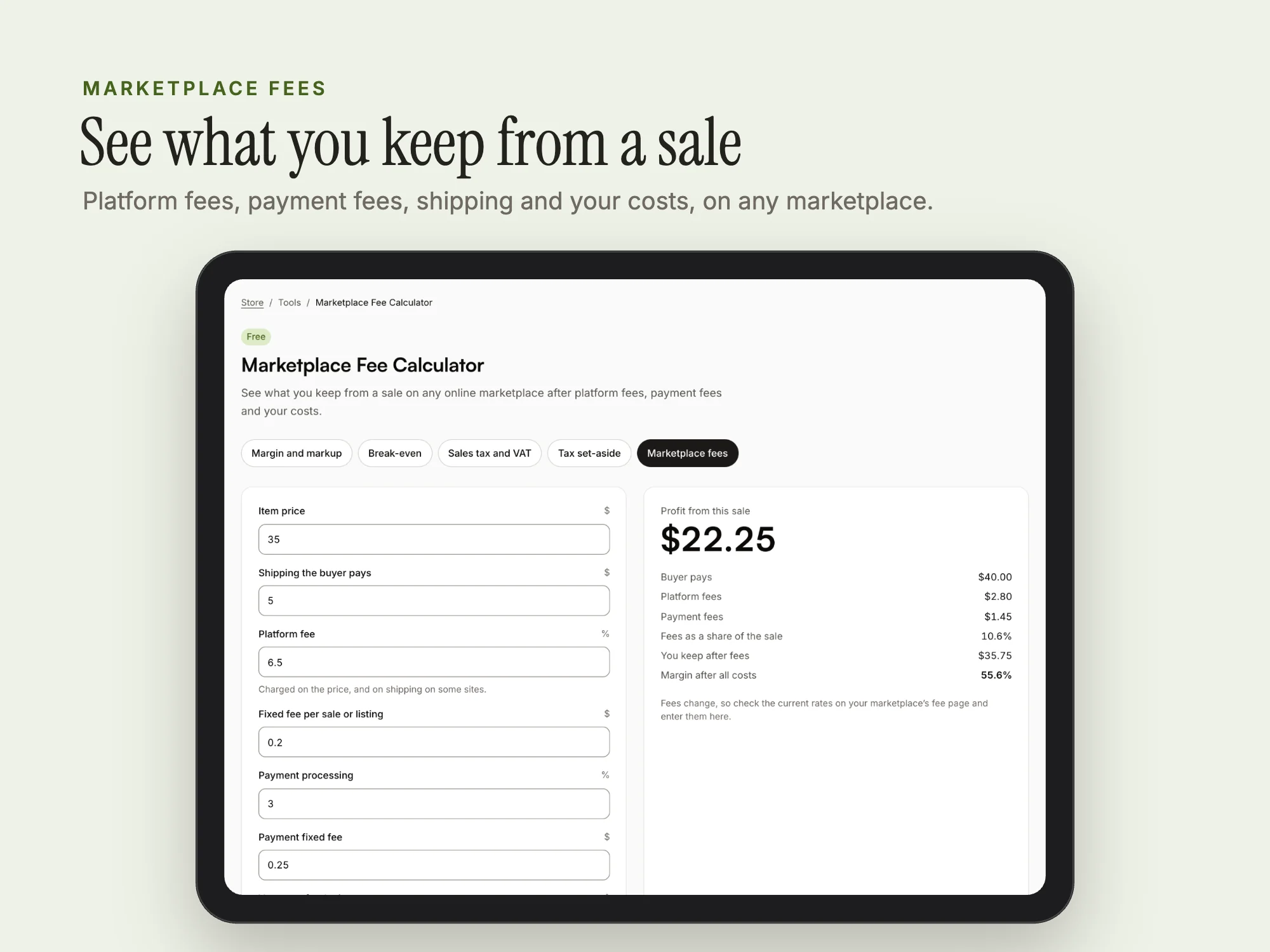 Free Business Calculators: Marketplace fees