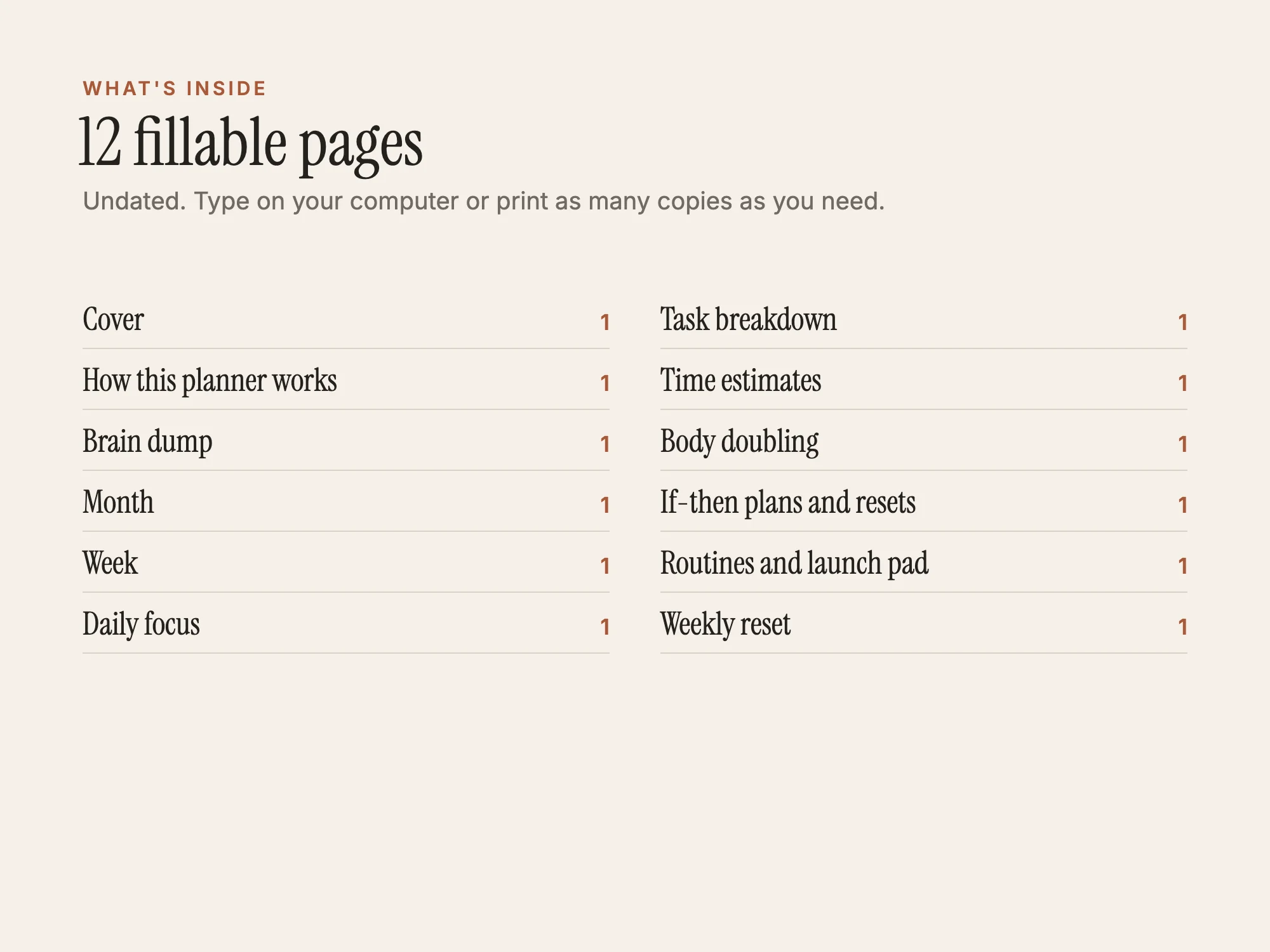 ADHD Focus Planner: What's inside