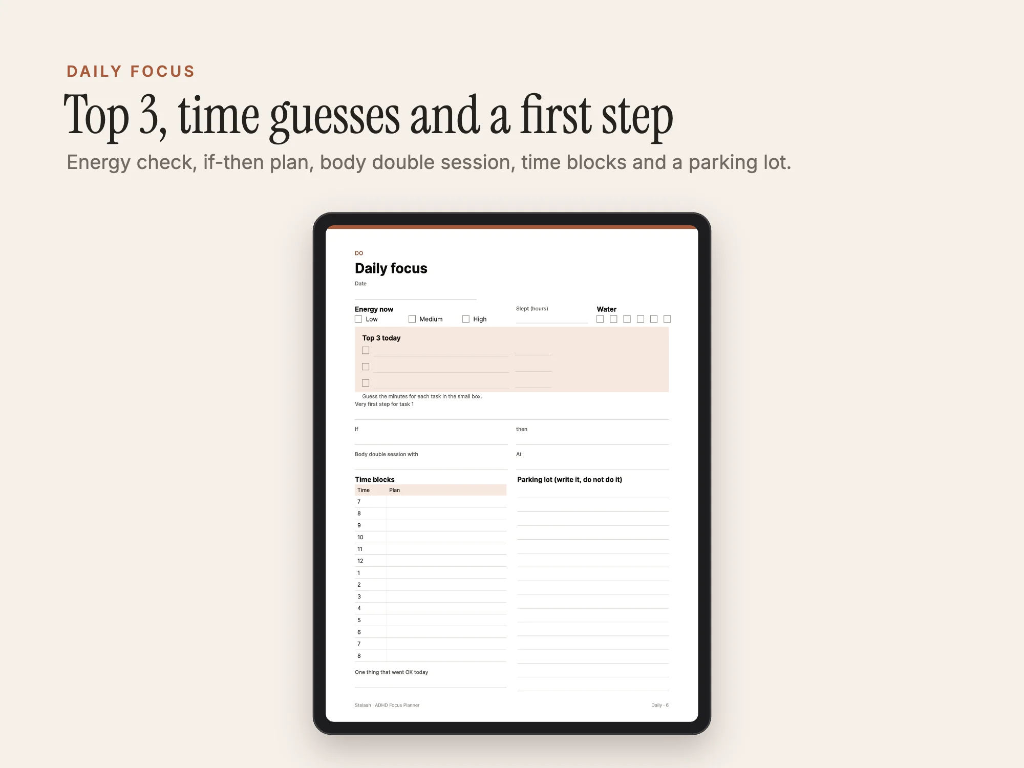 ADHD Focus Planner: Daily focus