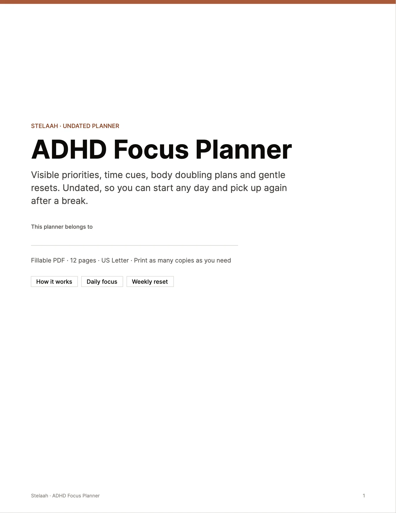 Cover of the ADHD Focus Planner