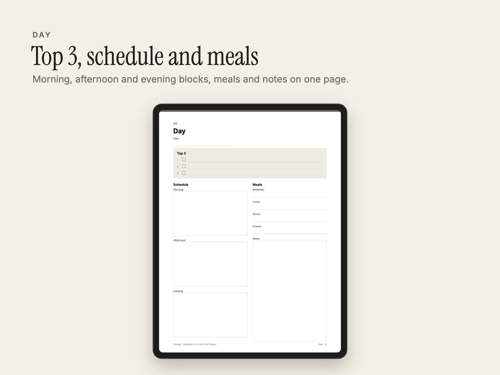 Undated All-in-One Life Planner: Day