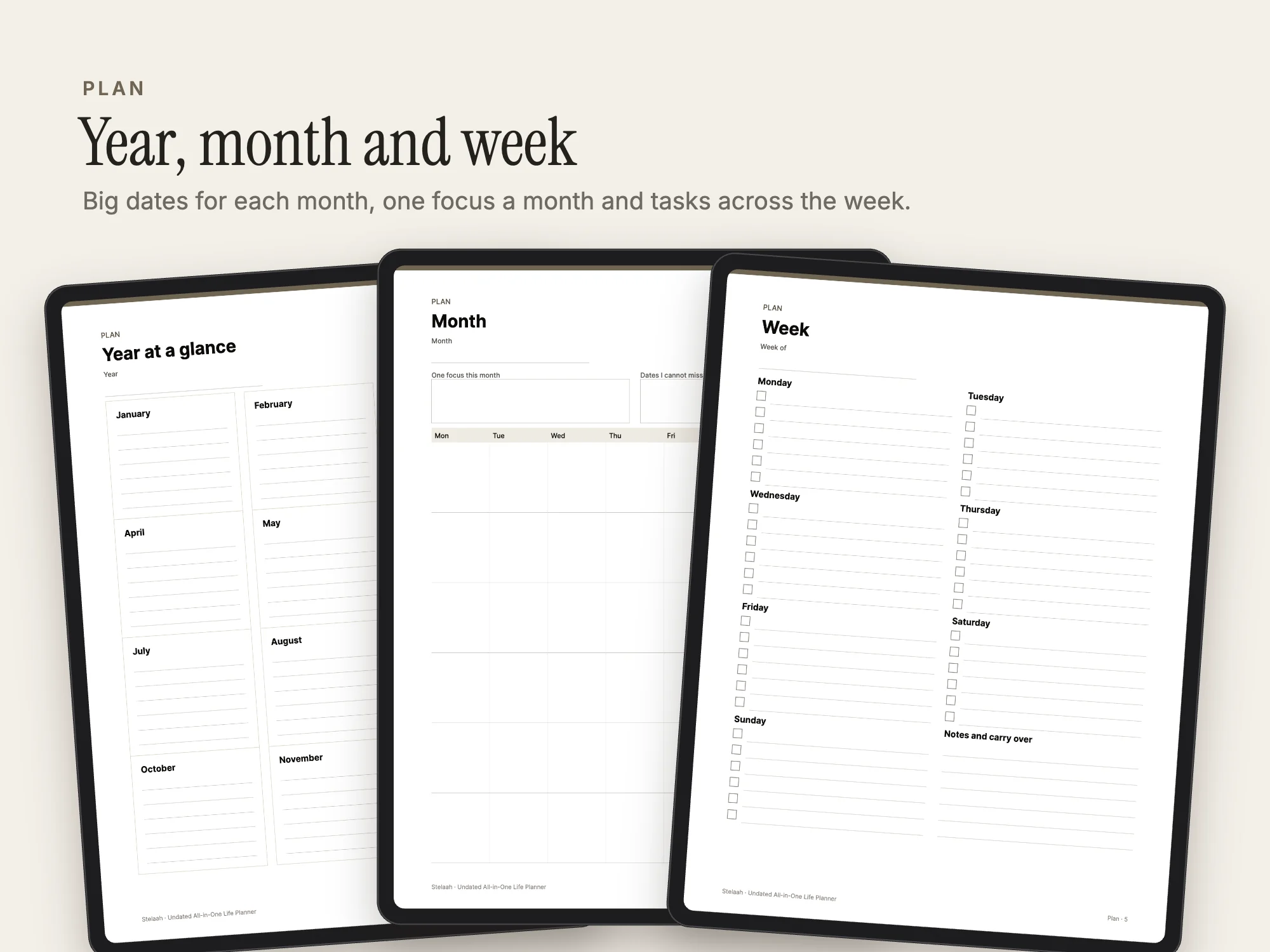 Undated All-in-One Life Planner: Plan