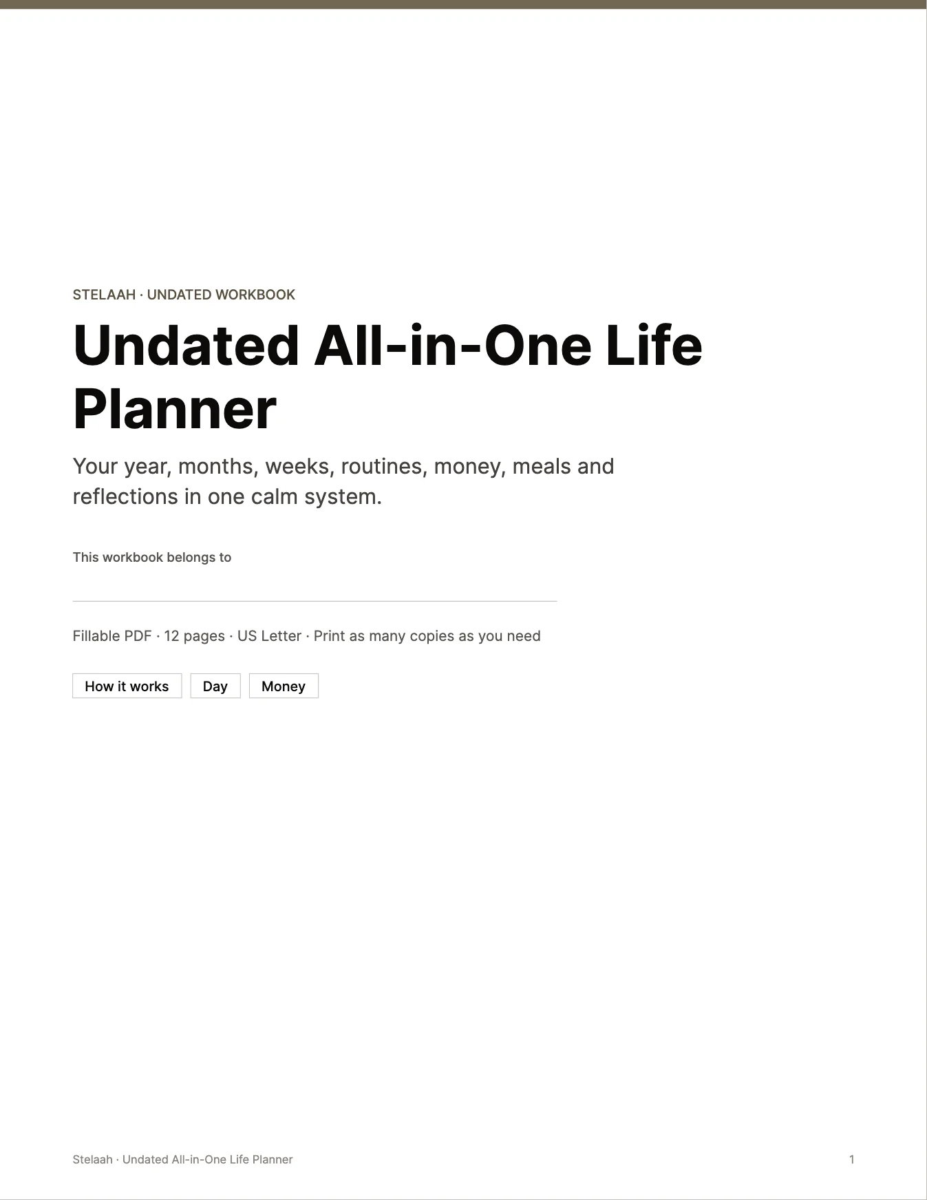 Cover of the Undated All-in-One Life Planner
