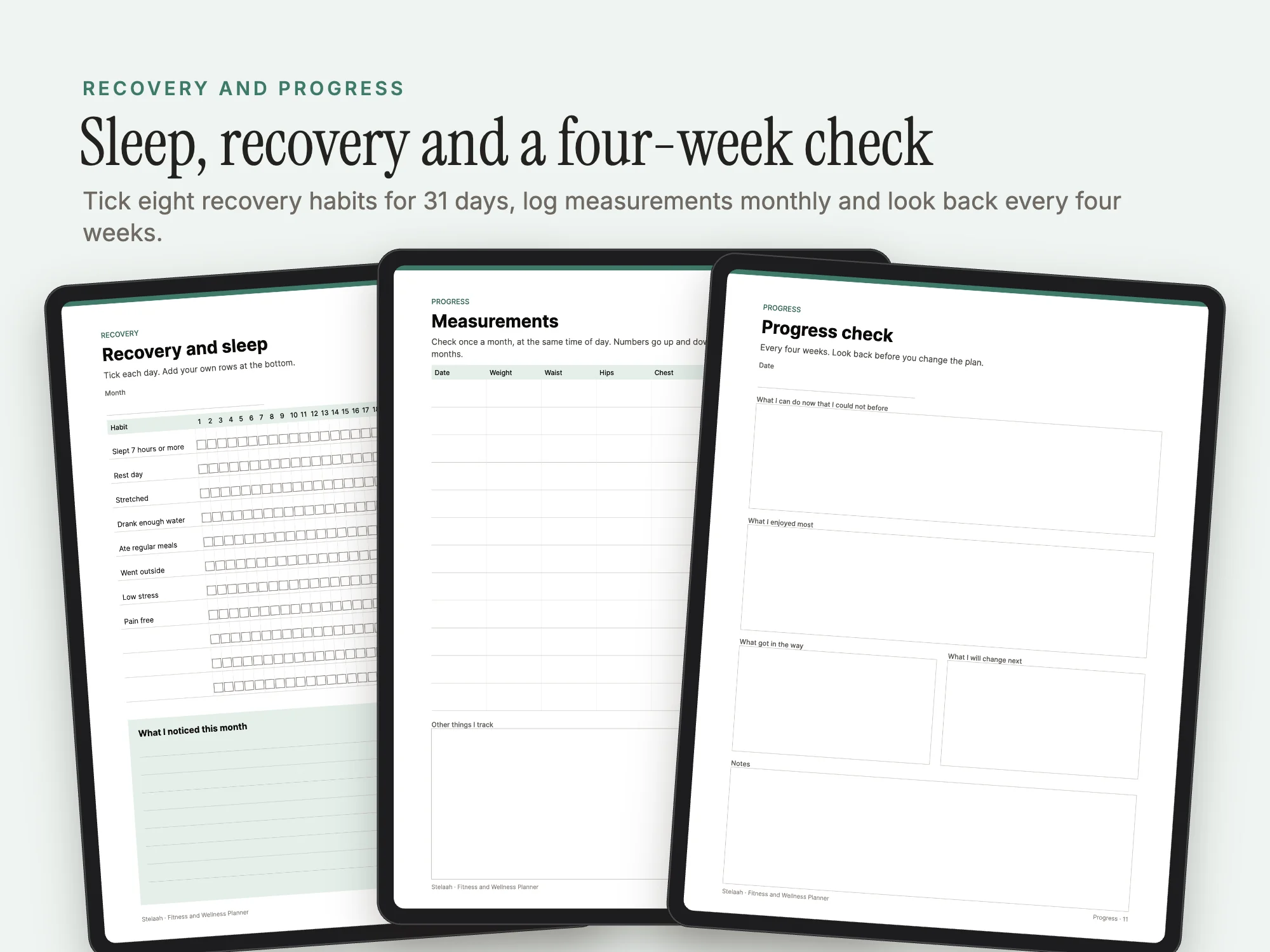 Fitness and Wellness Planner: Recovery and progress