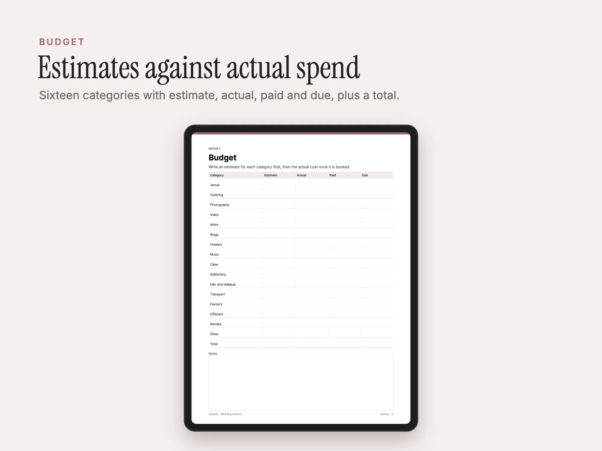 Wedding Planner: Budget