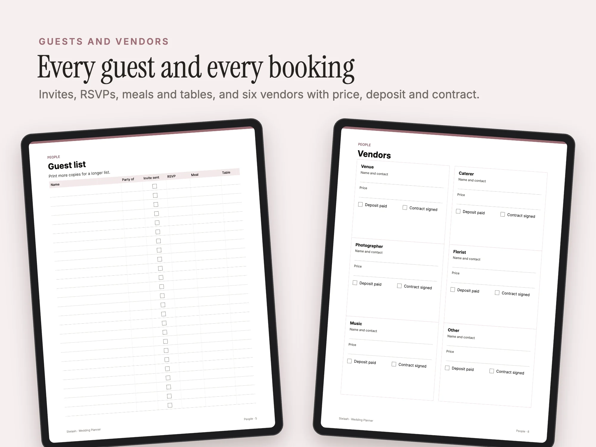 Wedding Planner: Guests and vendors