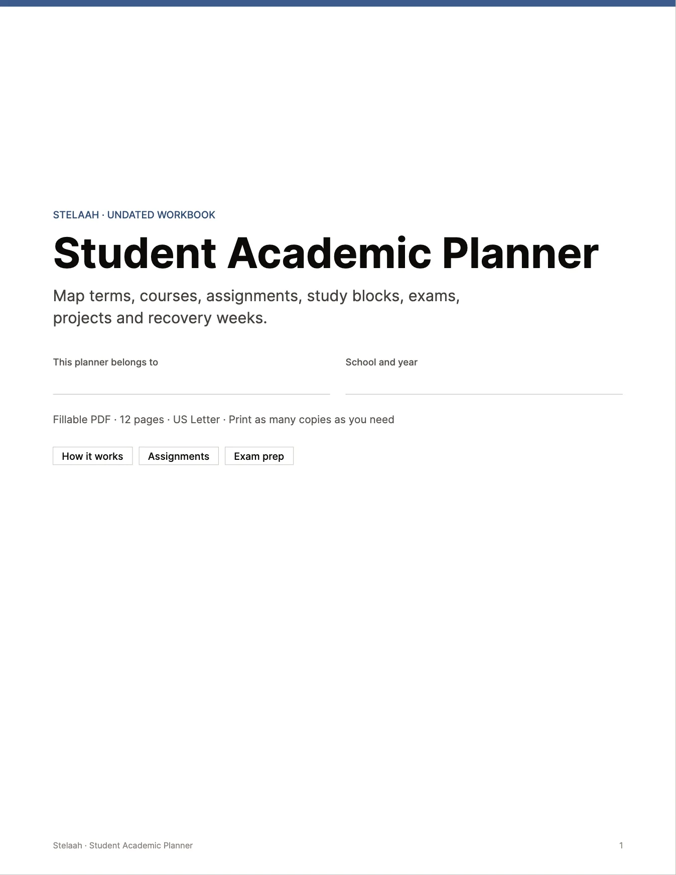 Cover of the Student Academic Planner
