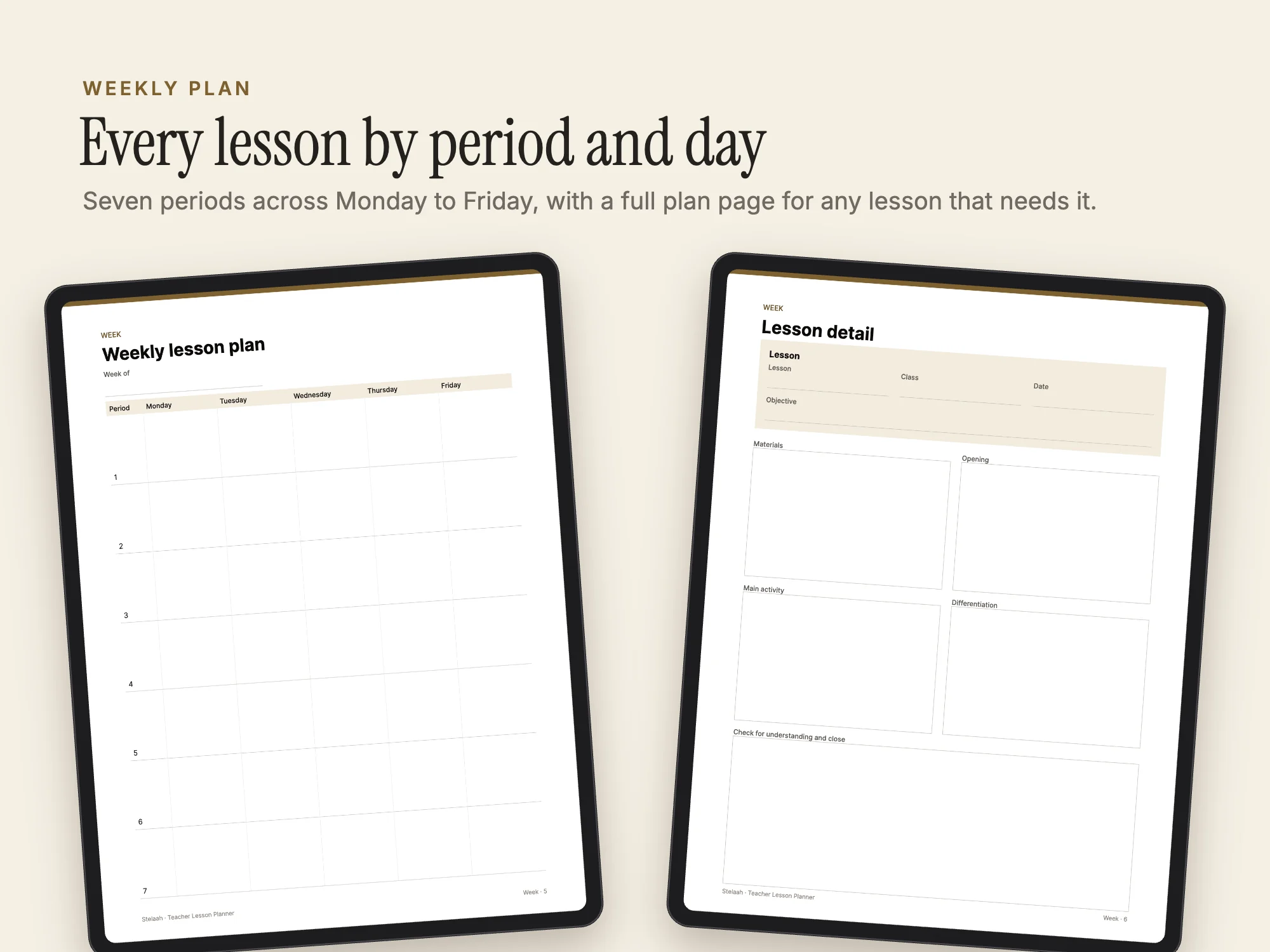 Teacher Lesson Planner: Weekly plan