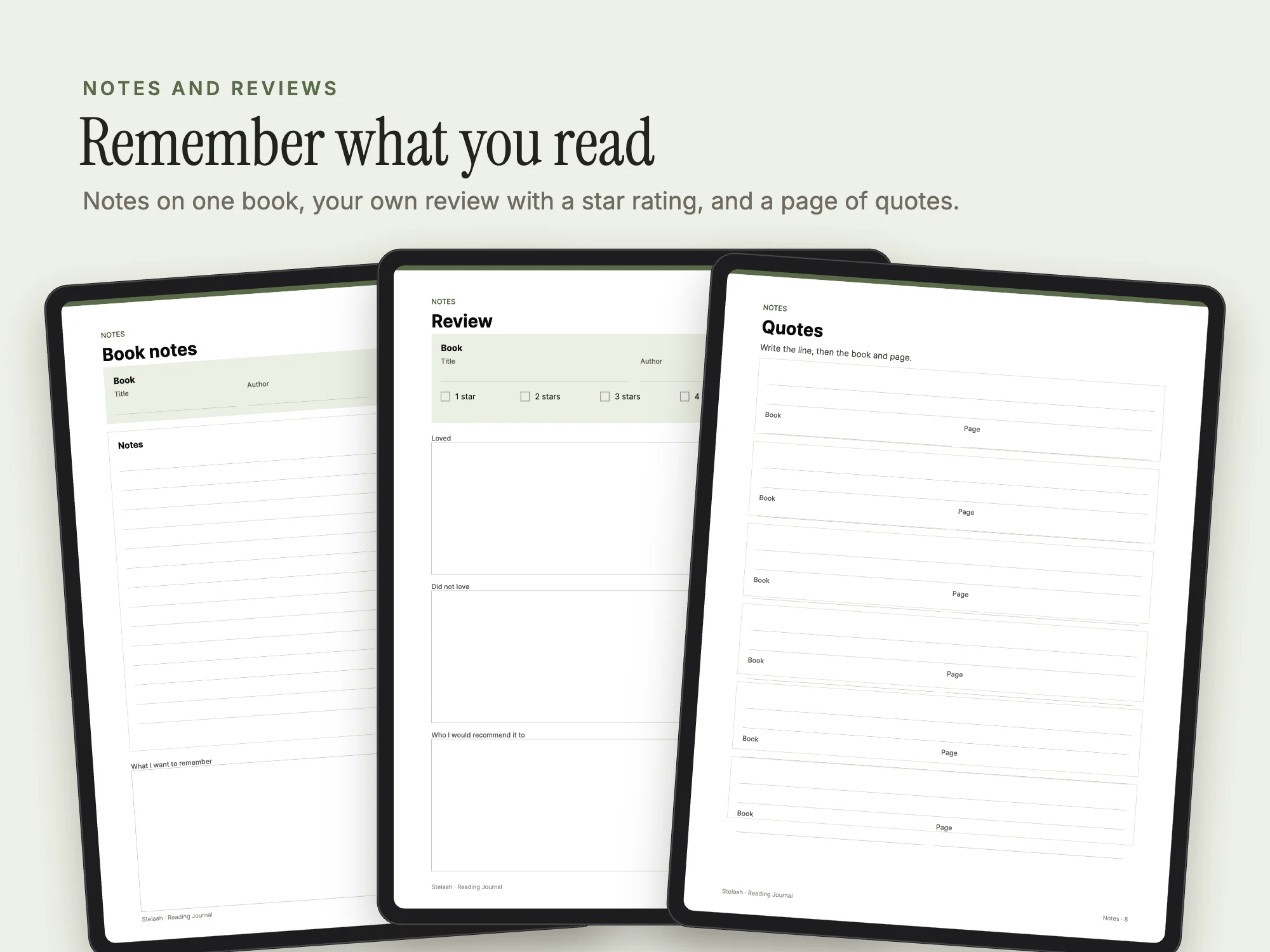 Reading Journal: Notes and reviews