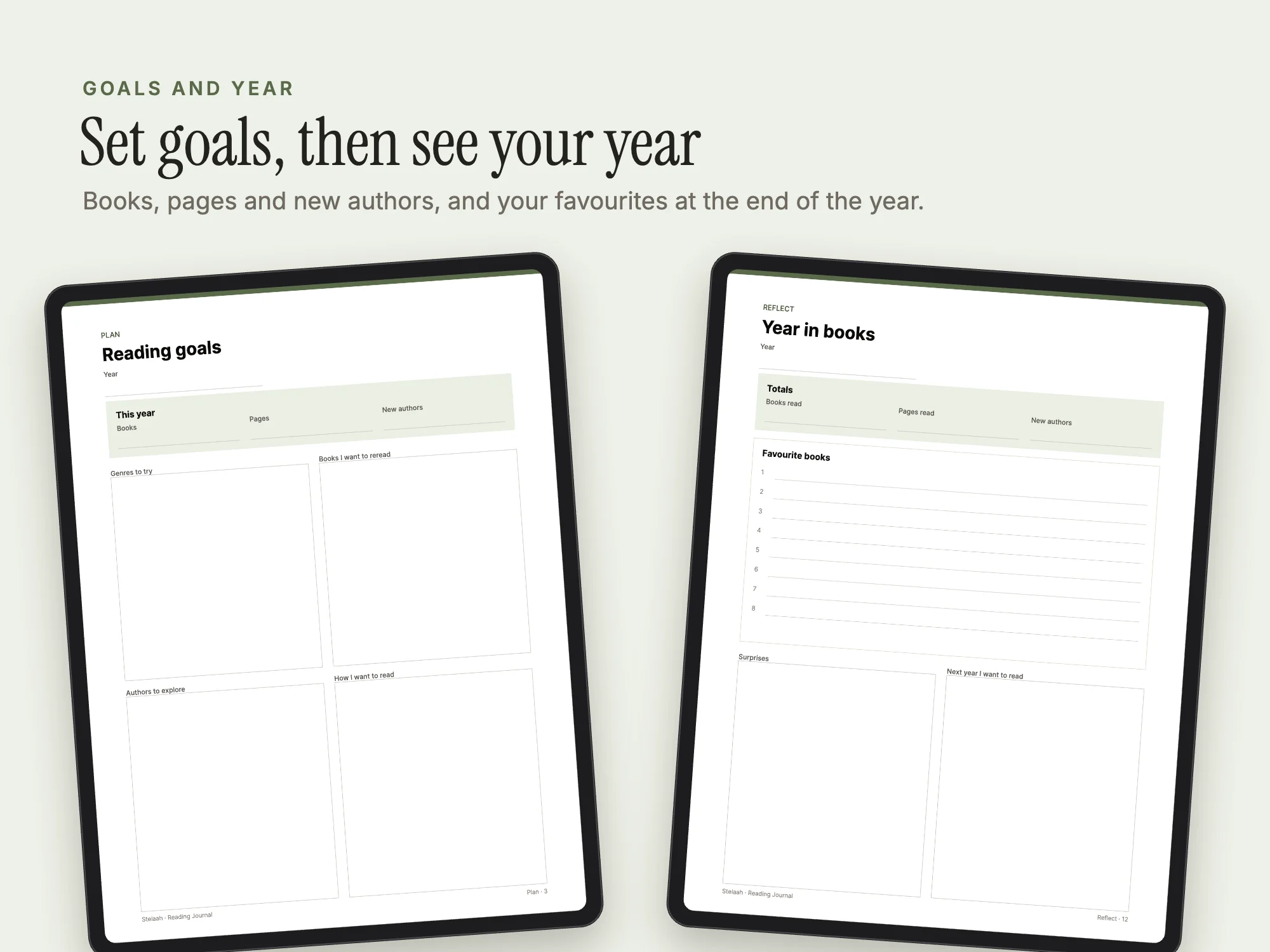 Reading Journal: Goals and year